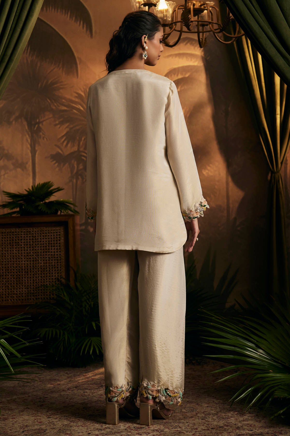 Gold Beads Embroidered Tunic Set