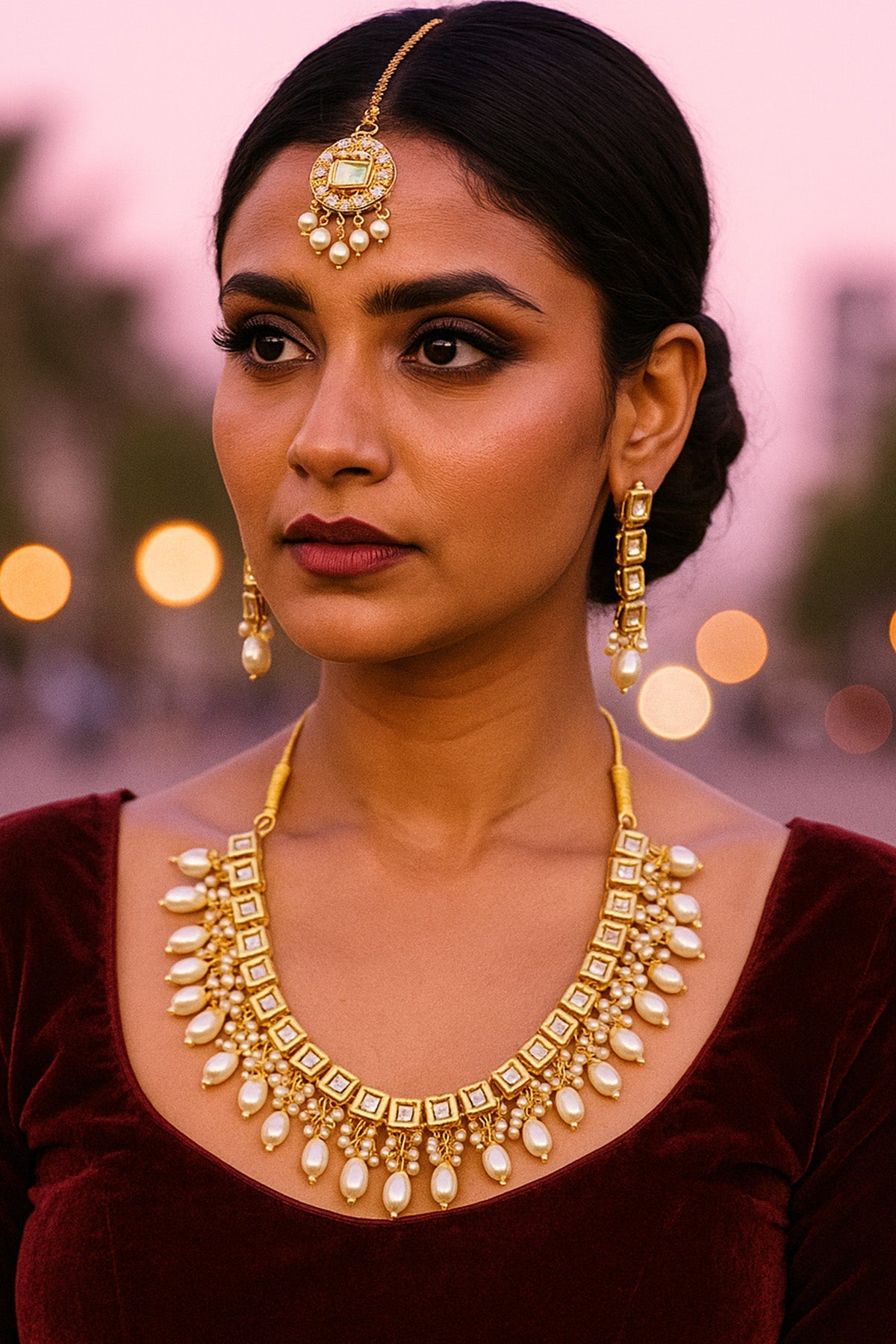 Buy Gold Beads Kundan Jewellery Set for women by beauty spot jewellery online available at scrollnshops