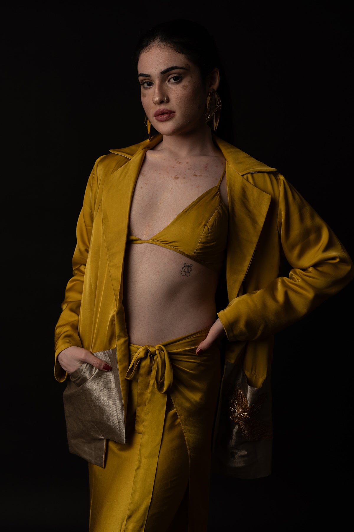 Gold Bird Embroidered Skirt Set