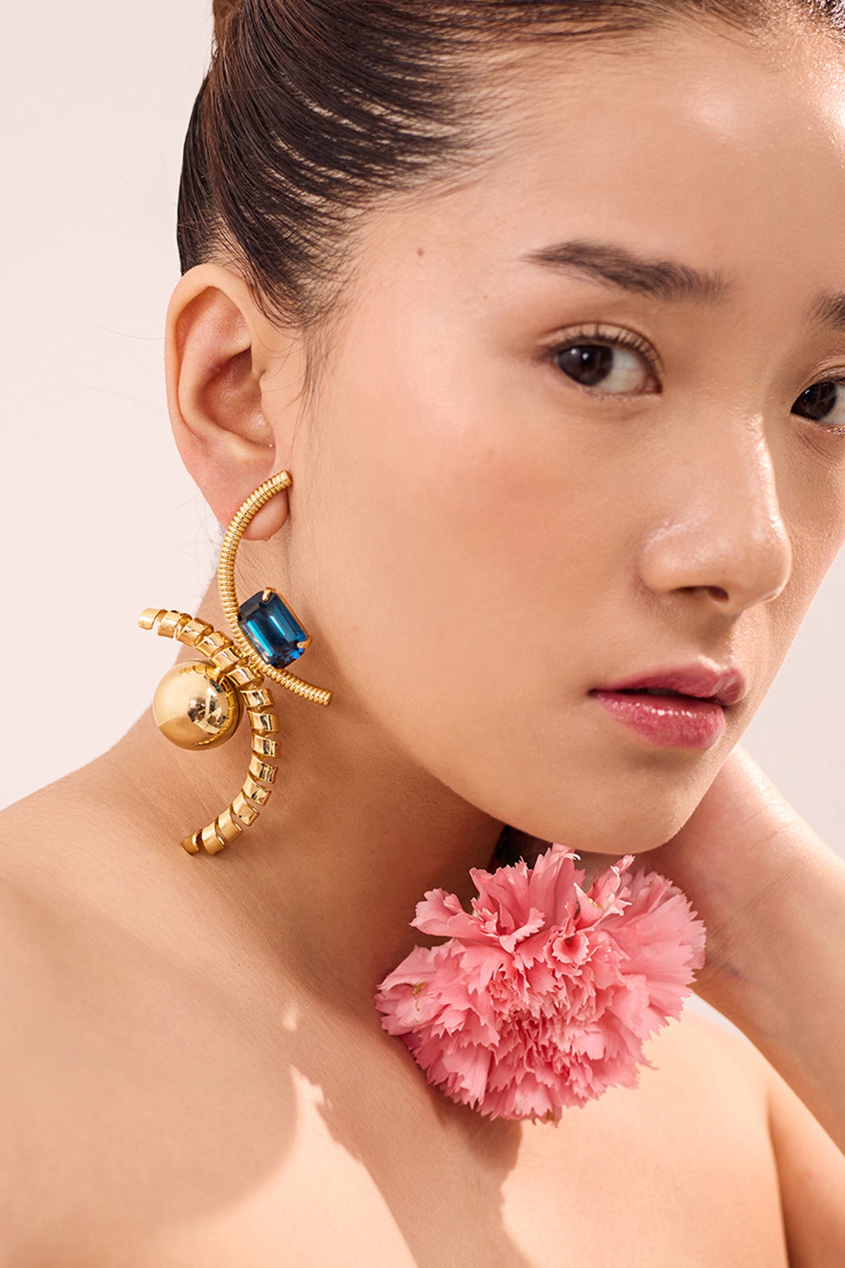 Gold Brass Crystal Danglers