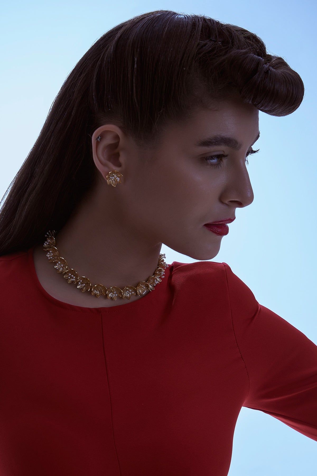 Buy Gold Brass Floral Studs Earring for women by Ethnic Andaz online available at scrollnshops