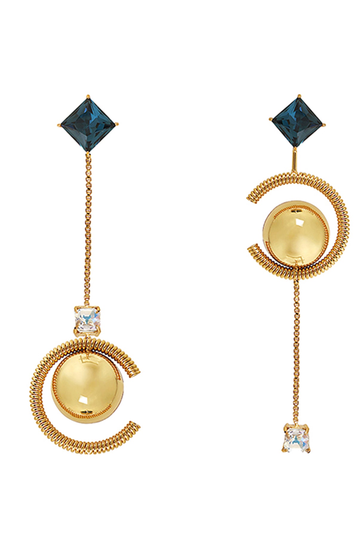 Gold Brass Gemstone Danglers