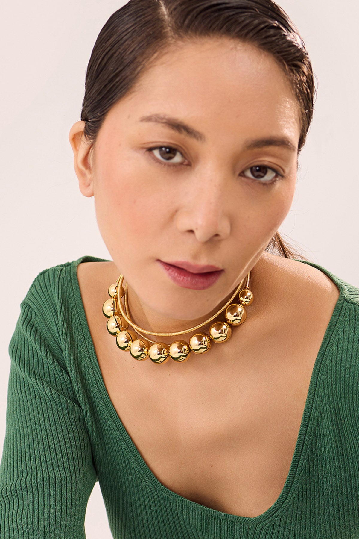 Gold Brass Plated Pearl Necklace