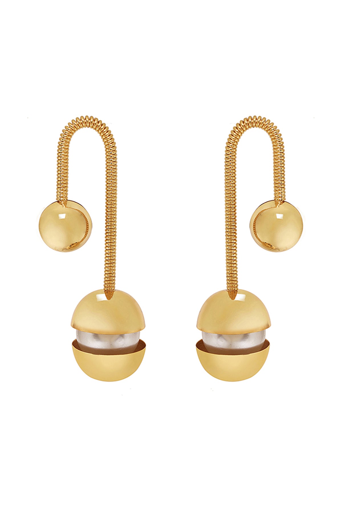 Gold Brass Shell Pearls Danglers