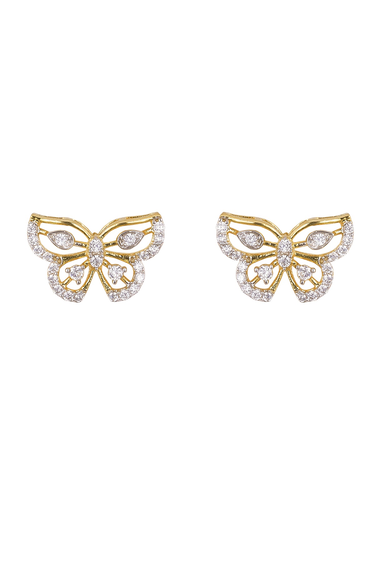Gold Butterfly Diamonds Studs