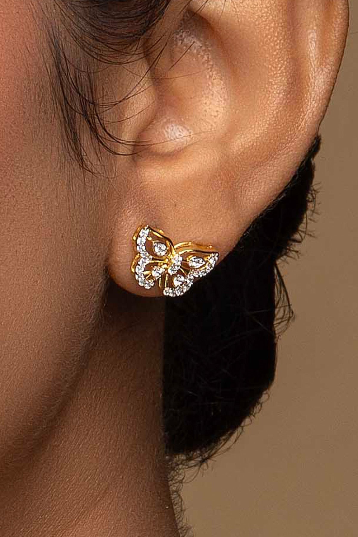Buy Gold Butterfly Diamonds Studs for women by Sica online available at scrollnshops