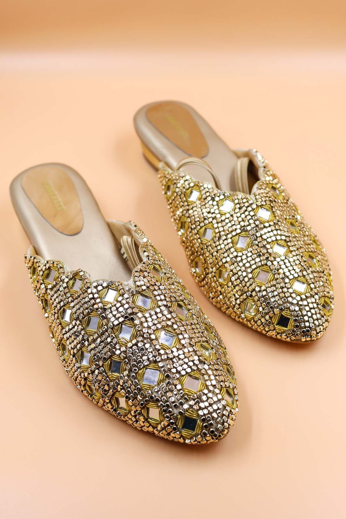 Foot Fuel Gold Chain Embellished Mules for accessories online at ScrollnShops