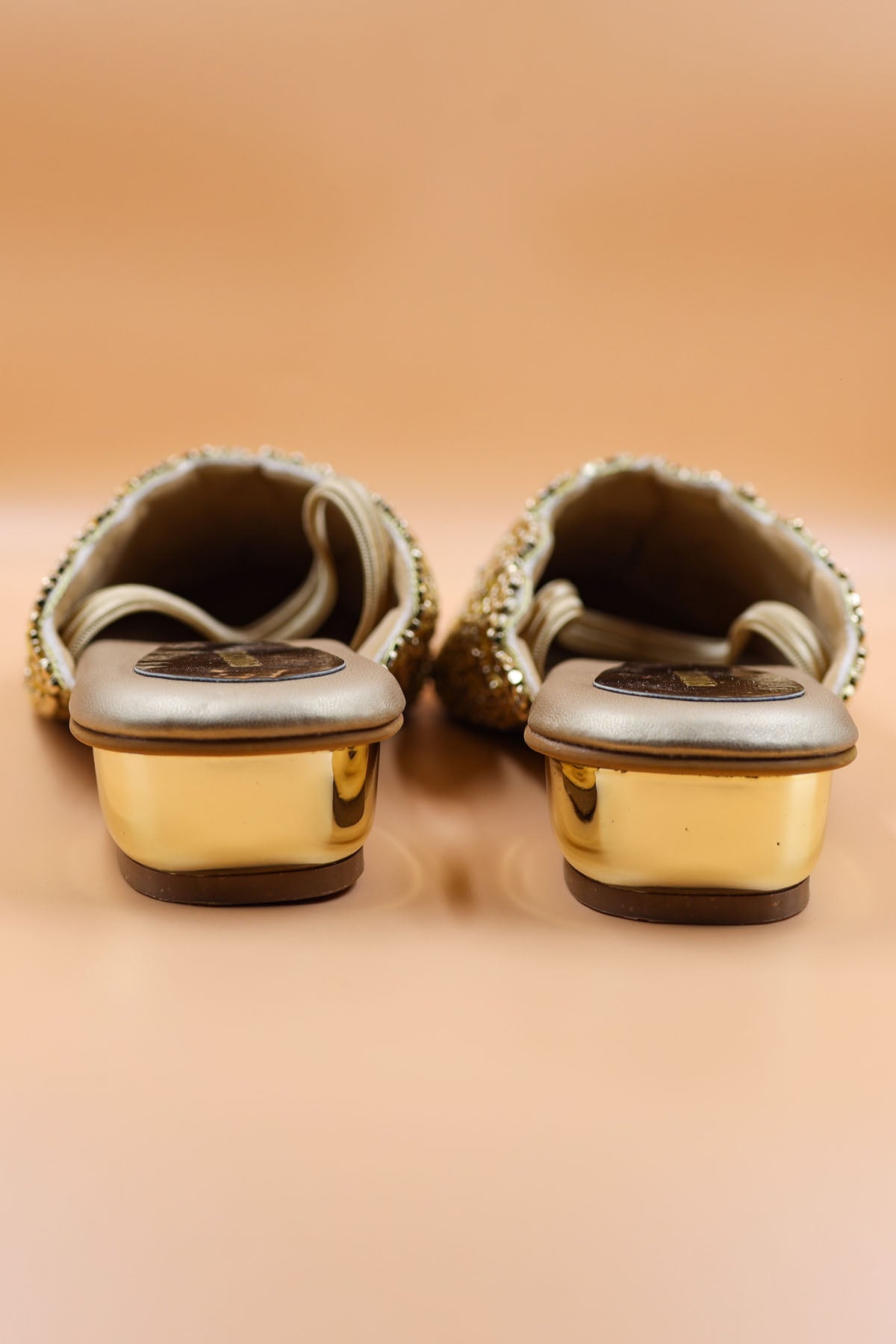 Gold Chain Embellished Mules