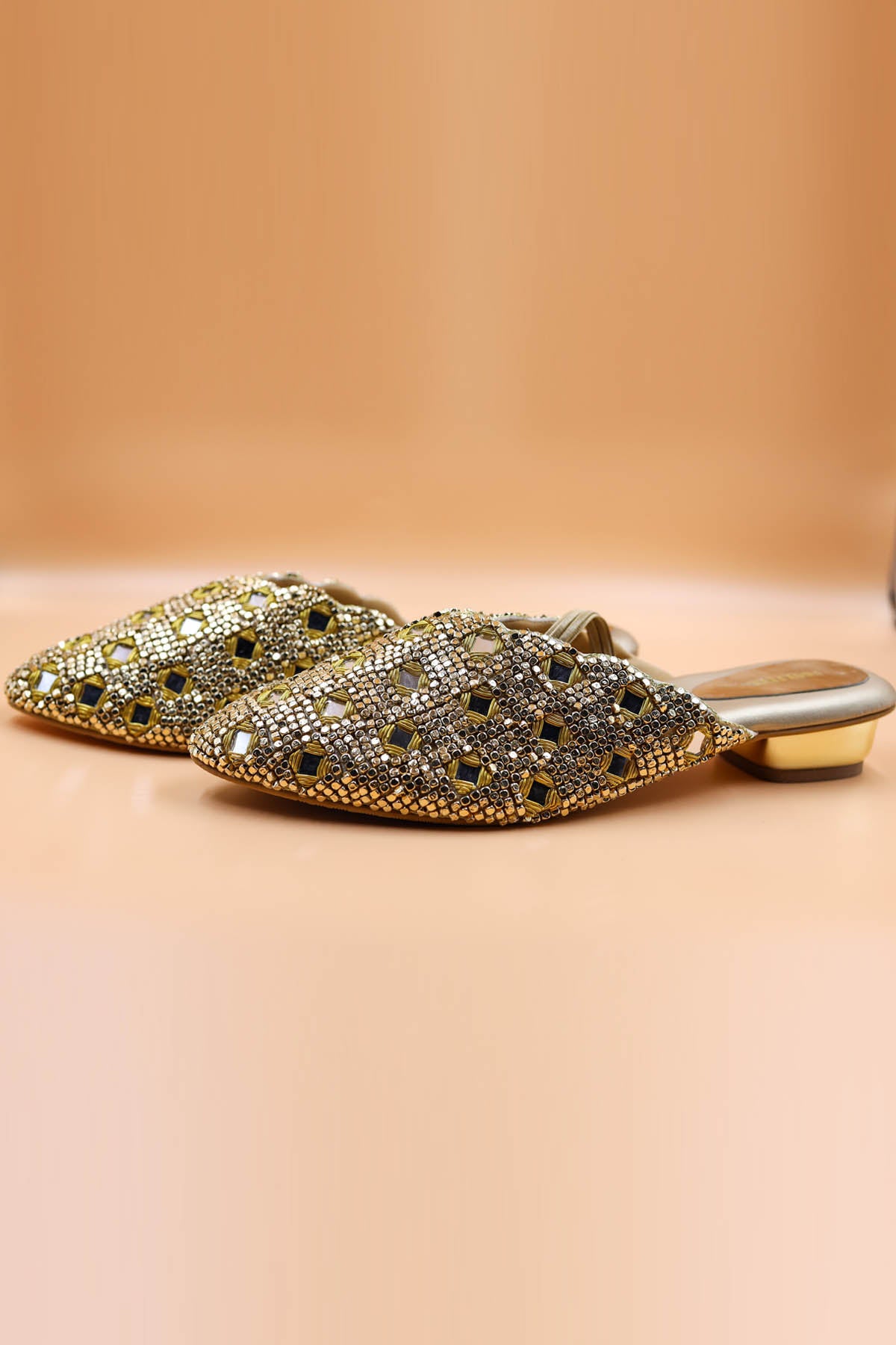 Gold Chain Embellished Mules