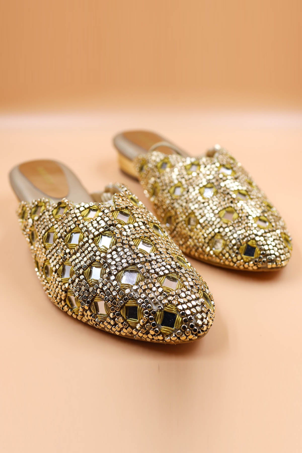 Gold Chain Embellished Mules