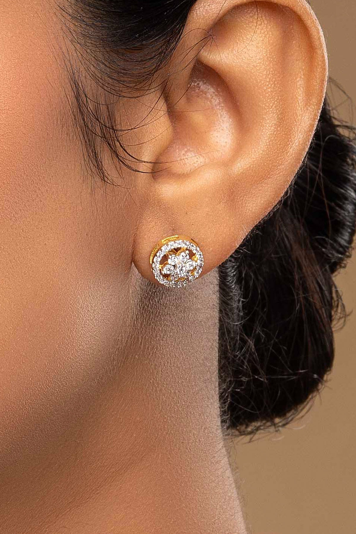 Buy Gold Chakra Diamond Earrings for women by Sica online available at scrollnshops