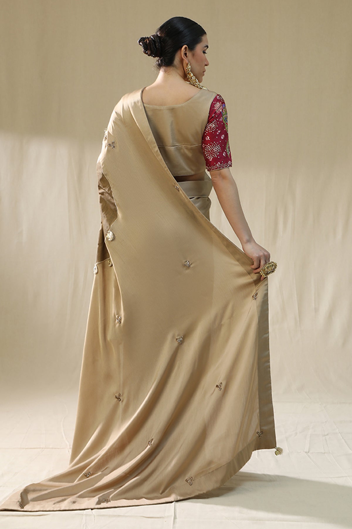 Gold Chiffon Silk Saree & Blouse