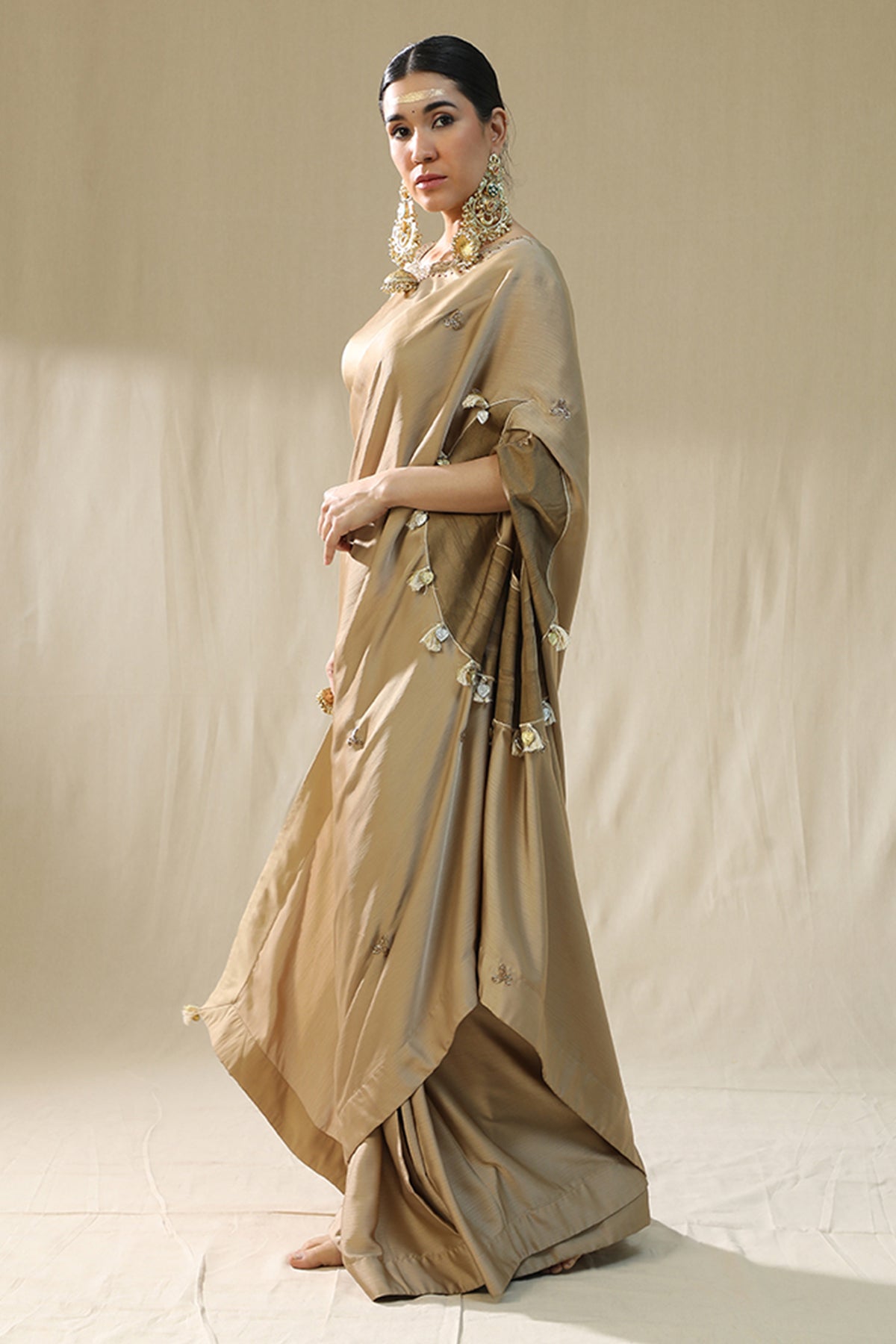 Gold Chiffon Silk Saree & Blouse