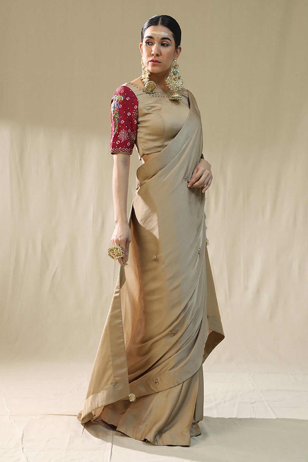 Gold Chiffon Silk Saree & Blouse