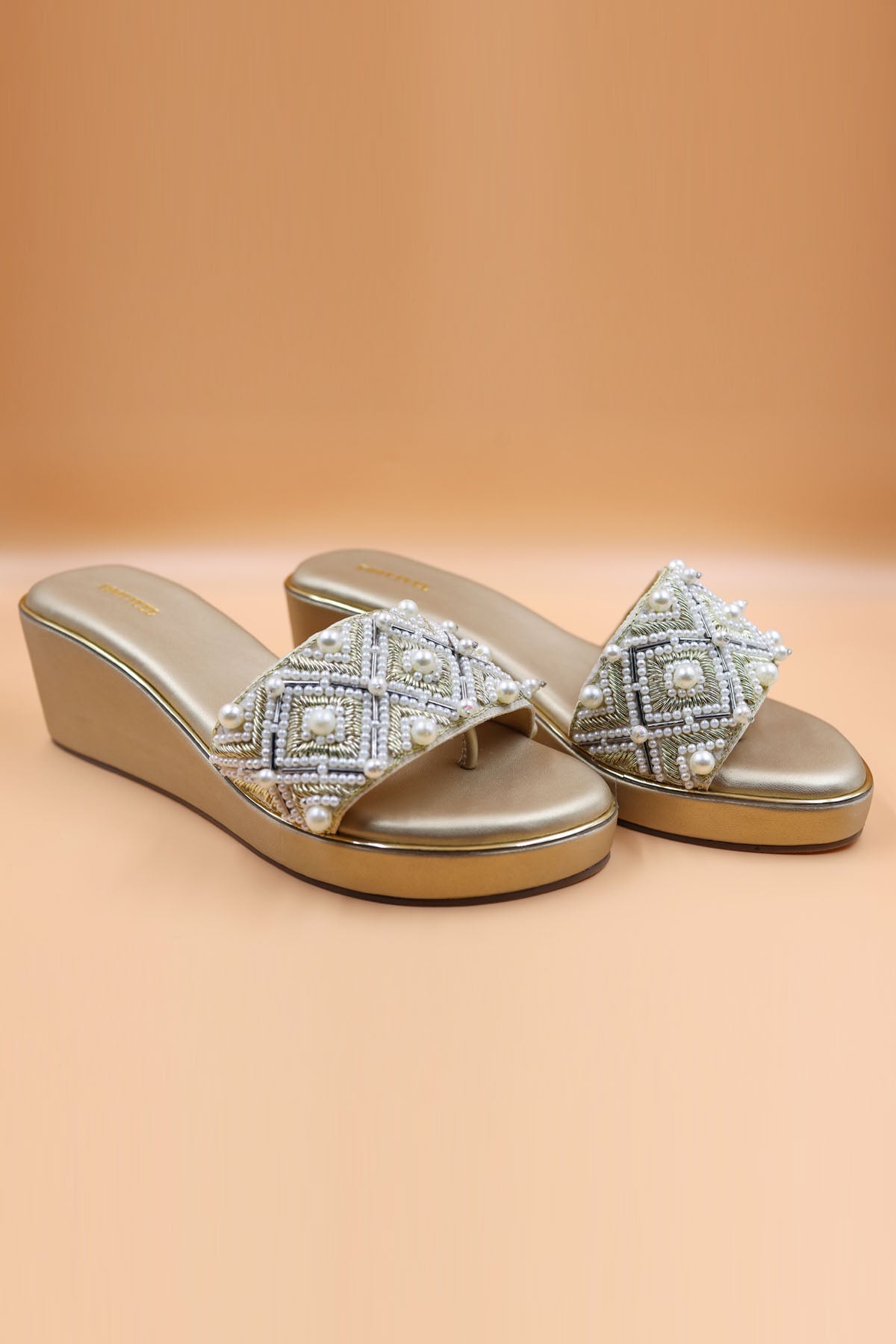 Foot Fuel Gold Coin Embellished Wedges for accessories online at ScrollnShops