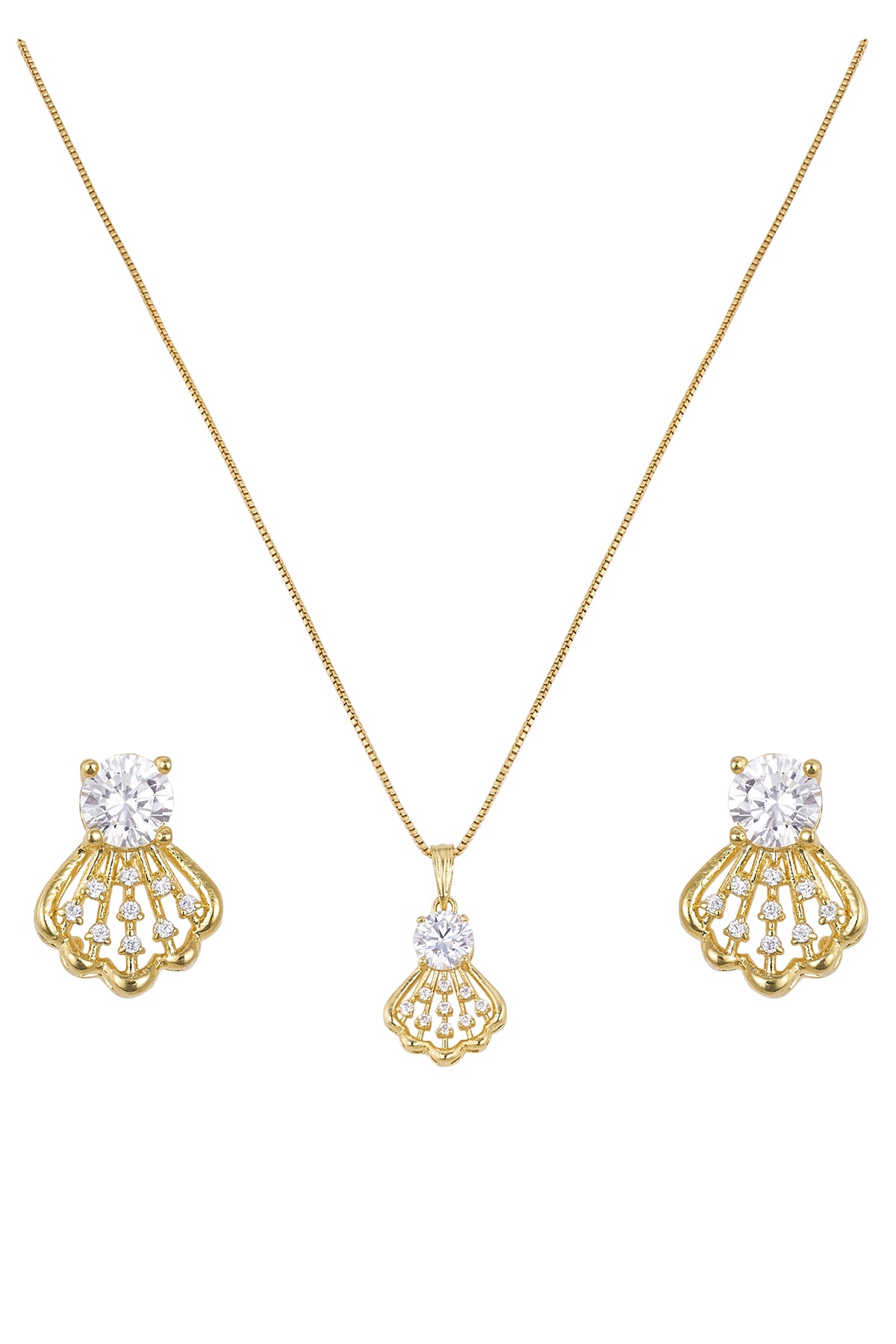 Gold Crown Shaped Pendant Set