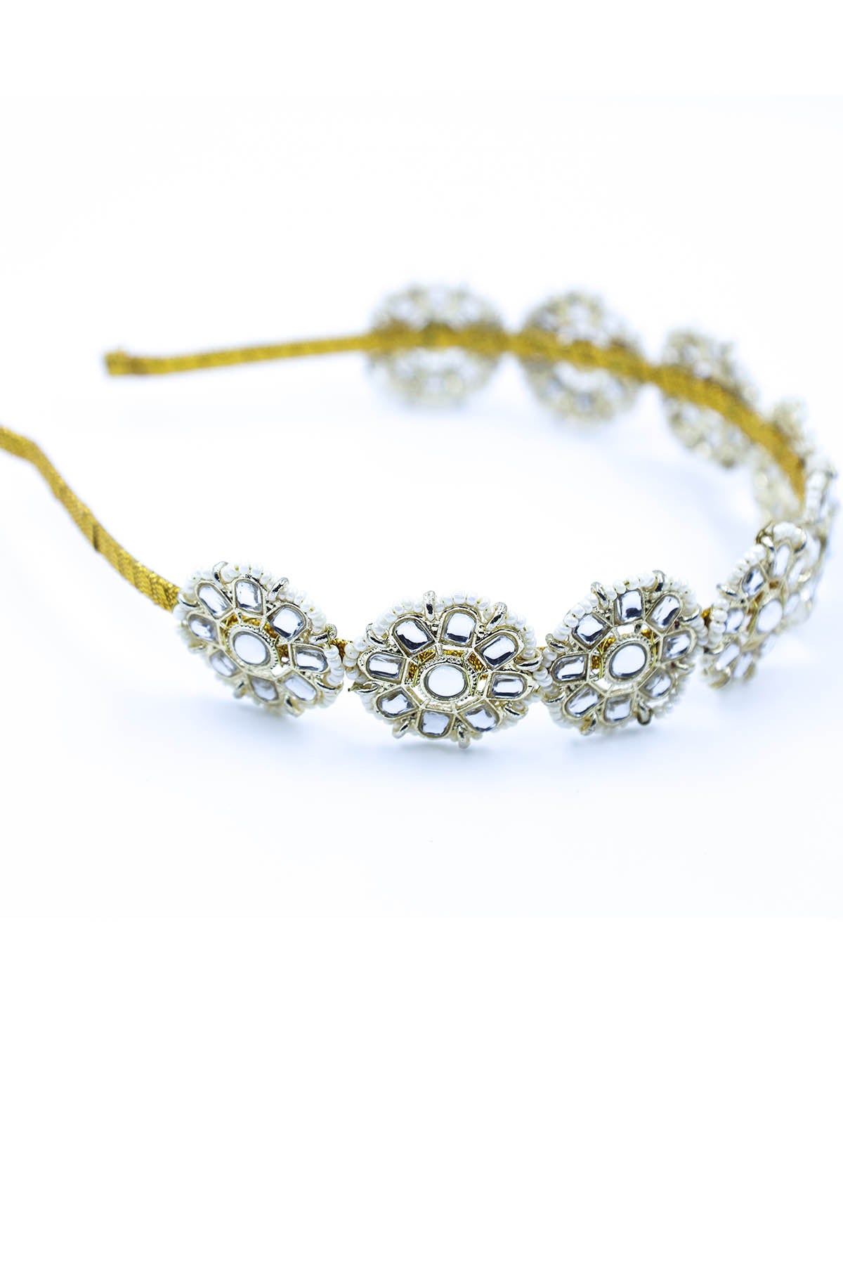 Buy Gold Crystal & Beads Hairband by Foot Fuel for women online at ScrollnShops