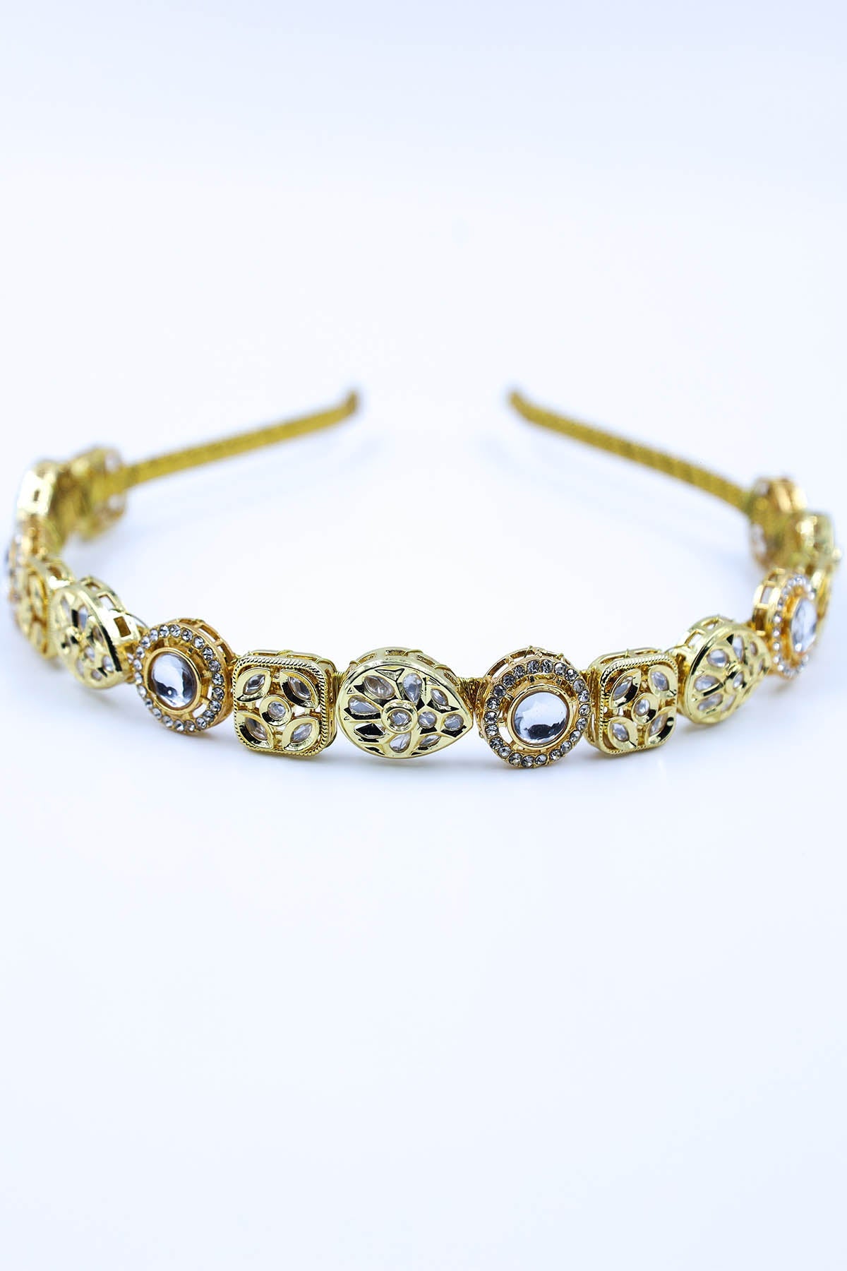 Buy Gold Crystal Carved Hairband by Foot Fuel for women online at ScrollnShops