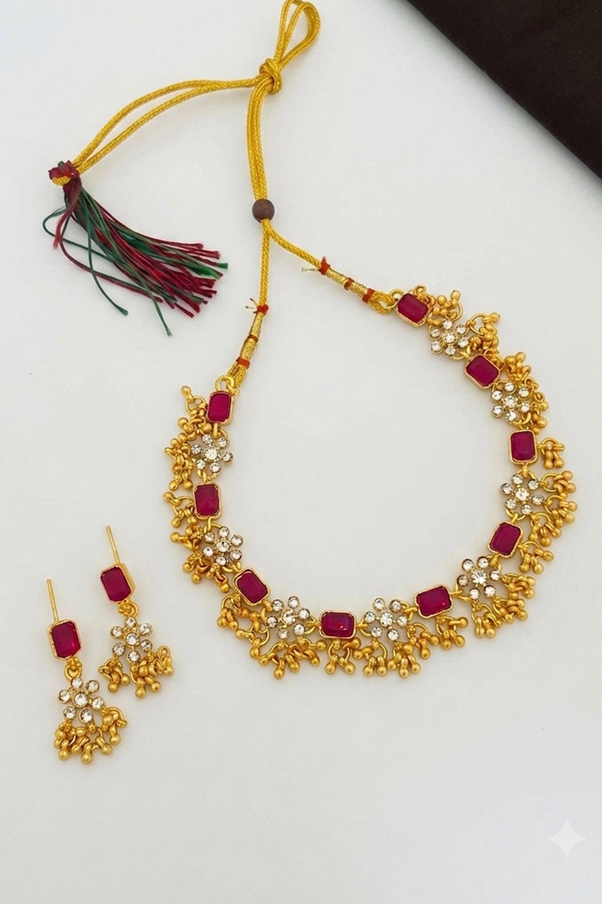 Gold Crystal Flower Choker Set
