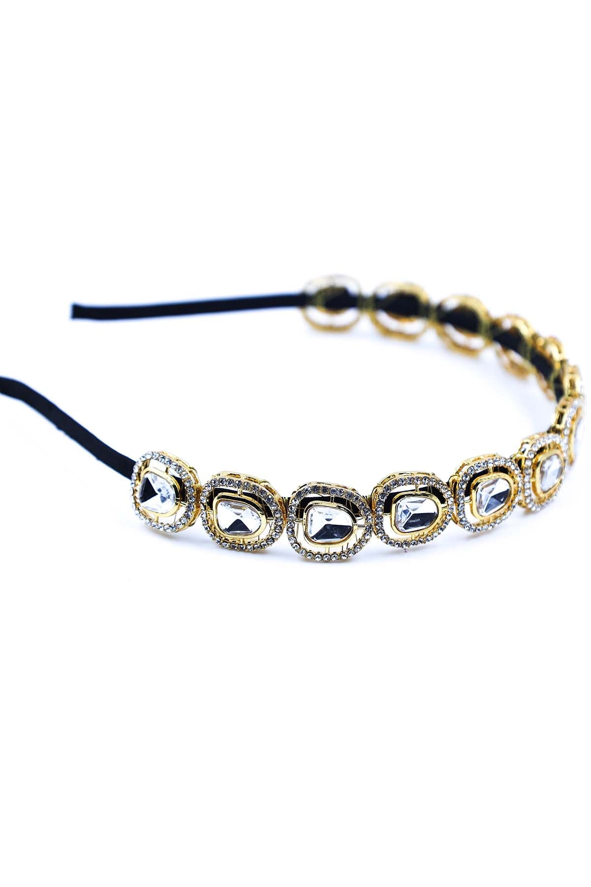 Buy Gold Crystal Work Headband by Foot Fuel for women online at ScrollnShops