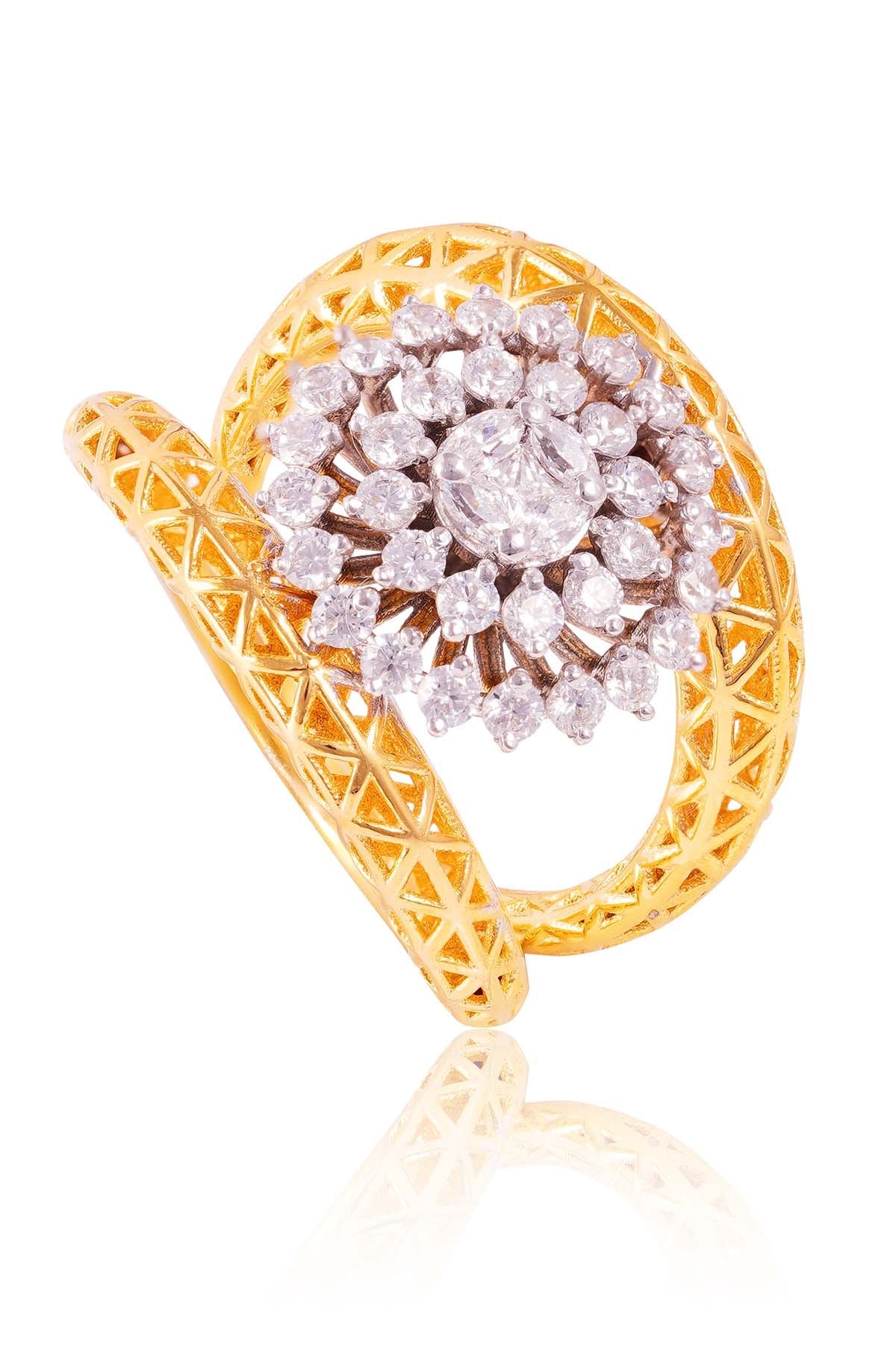 Buy Gold Cubic Zirconia Azalea Ring by Prata for women online at ScrollnShops