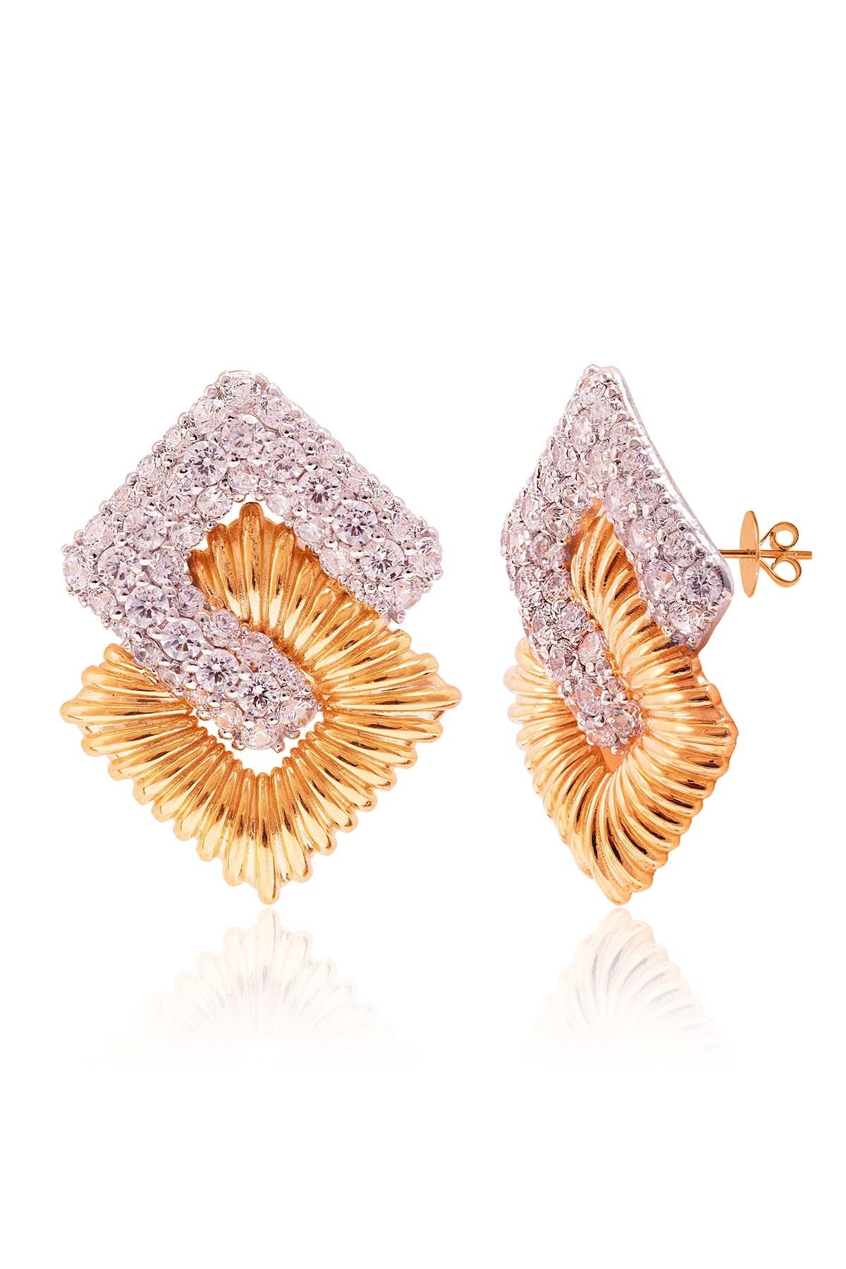 Buy Gold Cubic Zirconia Earrings by Prata for women online at ScrollnShops