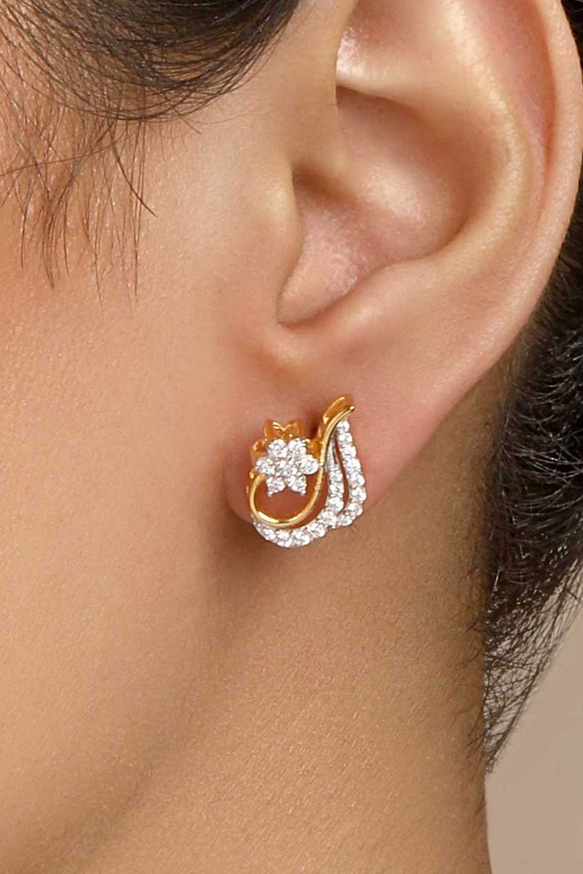 Buy Gold Cubic Zirconia Ice Studs by Sica for women online at ScrollnShops
