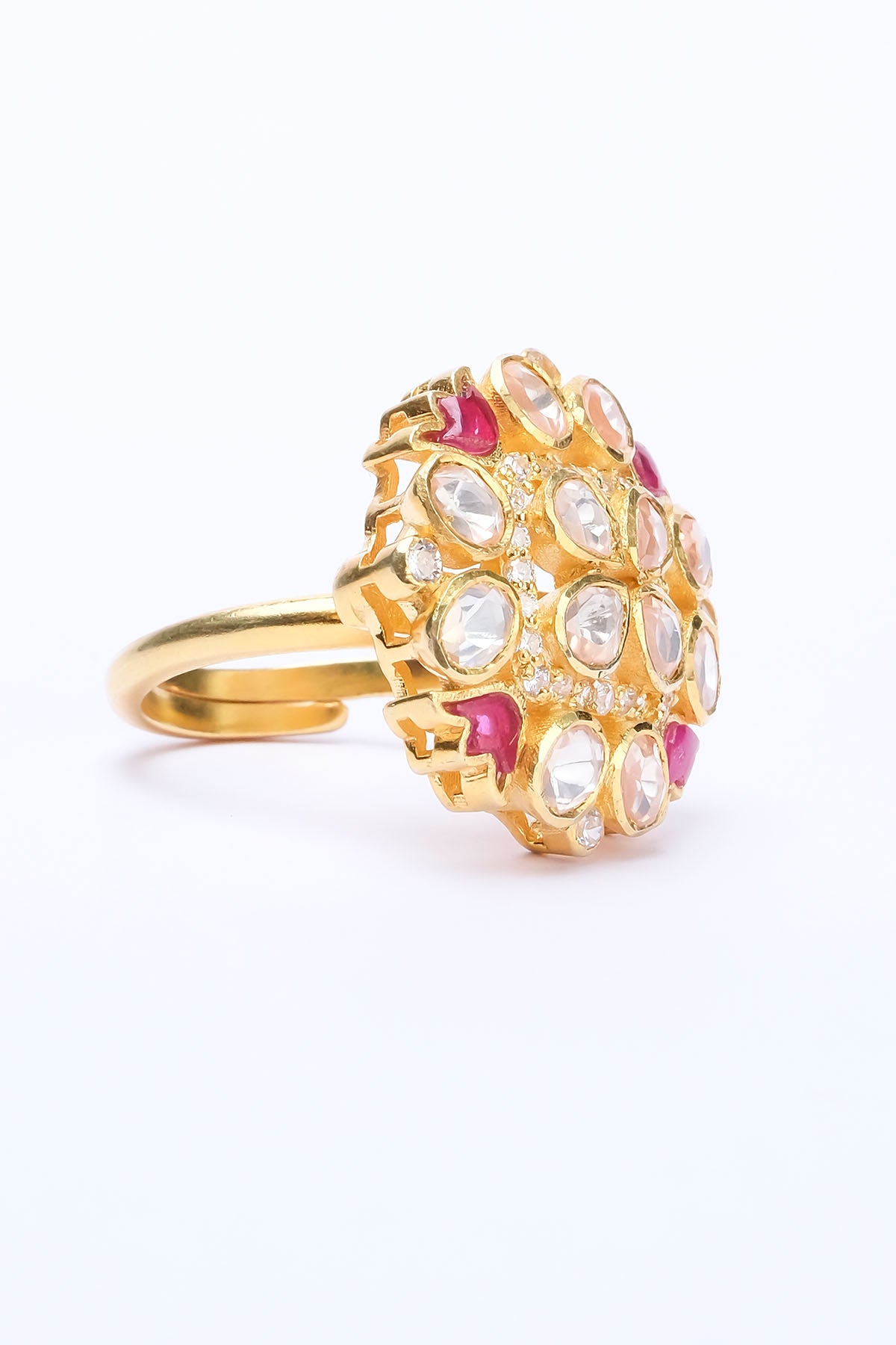 Gold Cubic Zirconia Lotus Ring