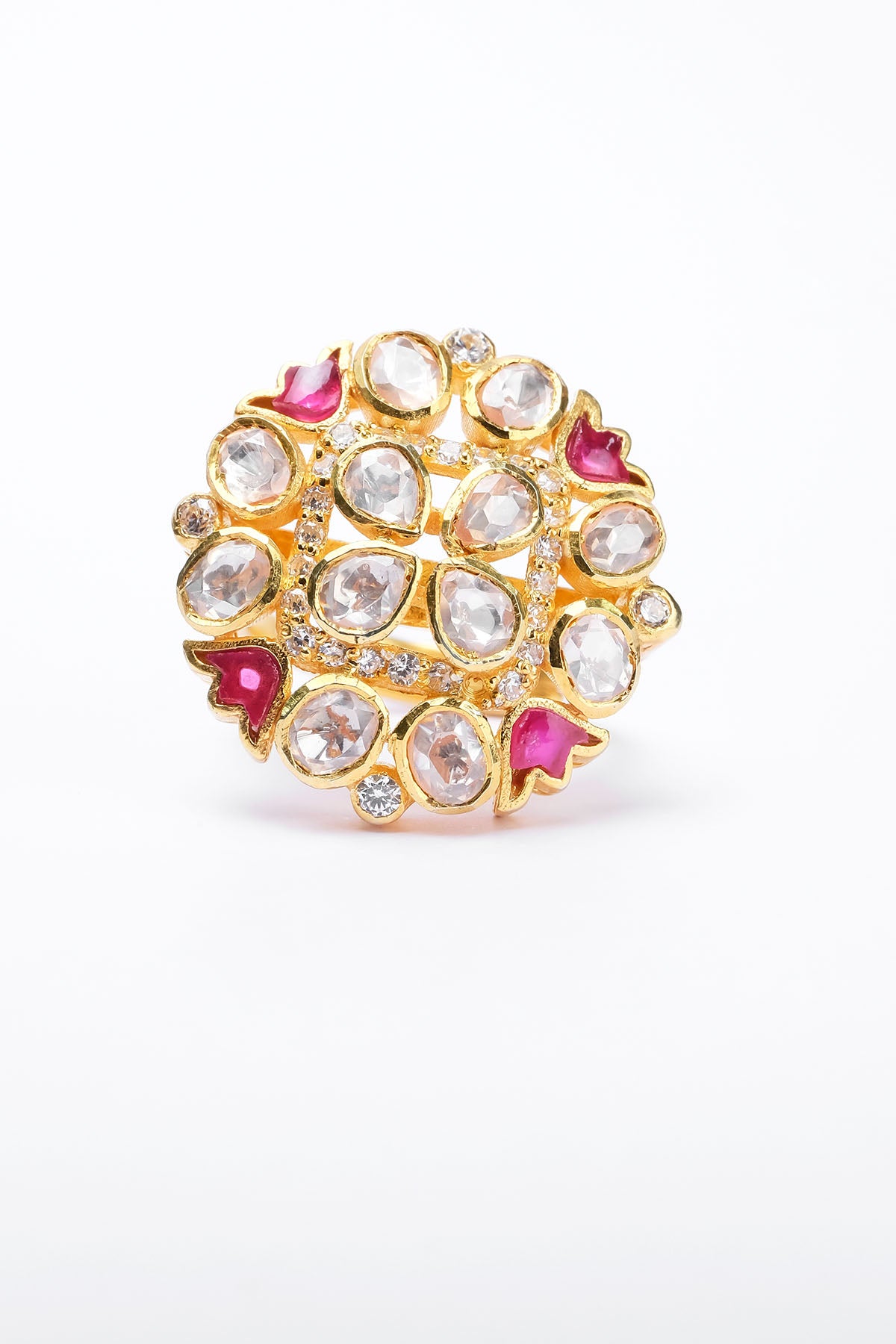 Gold Cubic Zirconia Lotus Ring