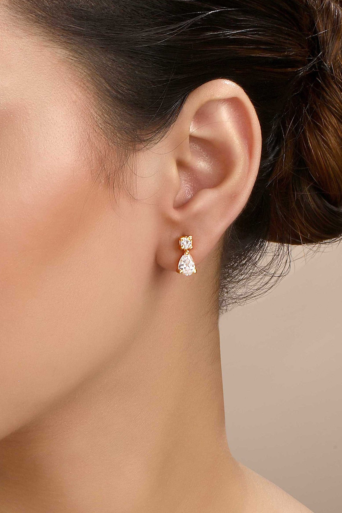 Gold Cubic Zirconia Pebble Studs