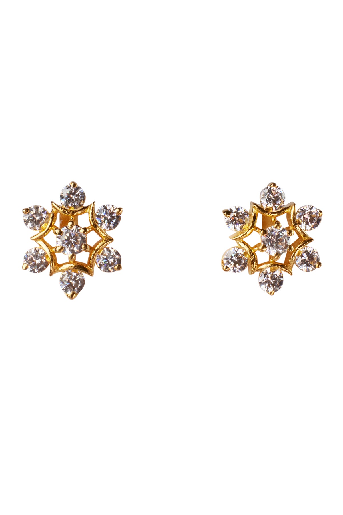 Gold Cubic Zirconia Star Studs