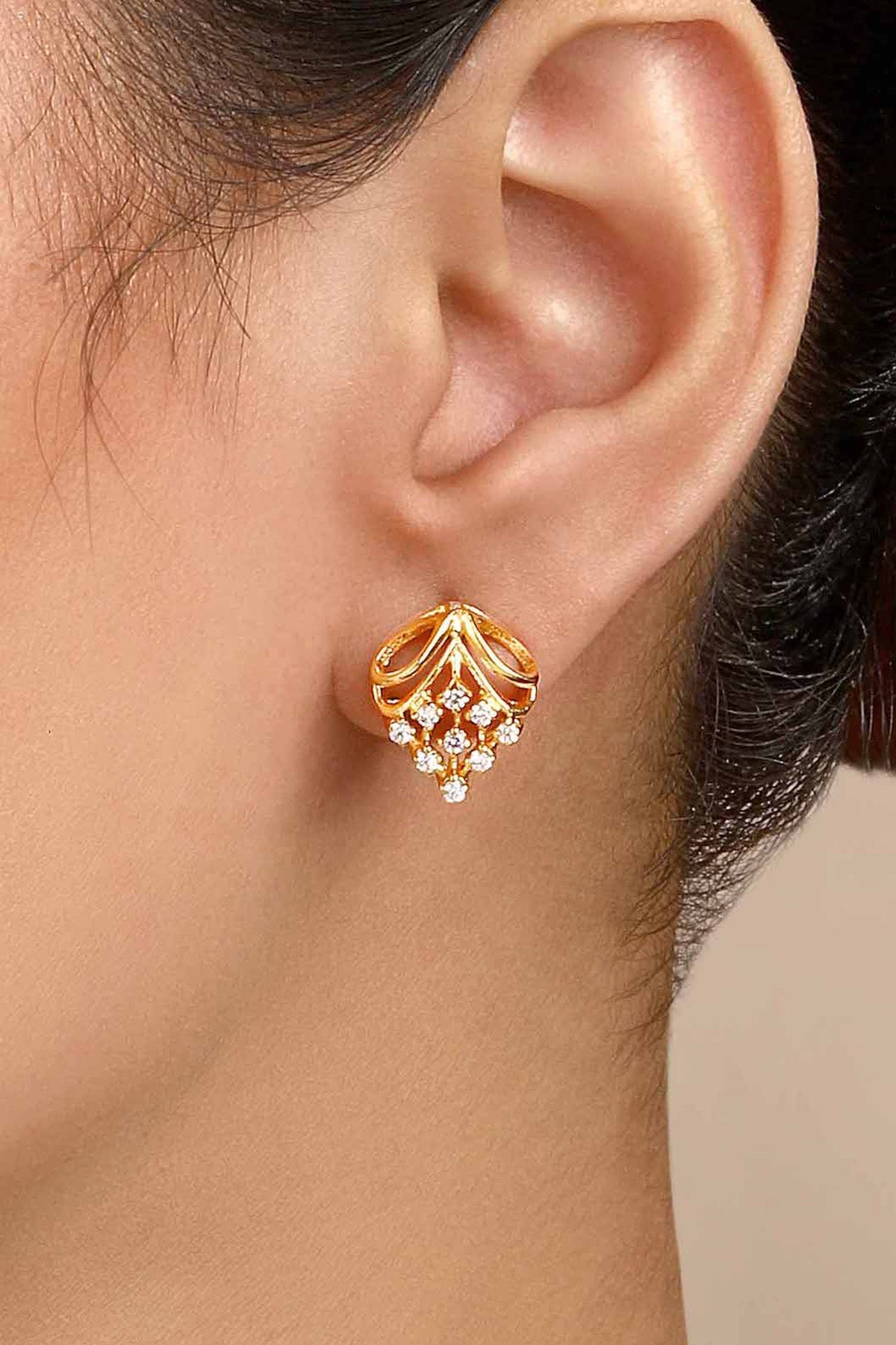 Buy Gold Daffodil Stud Earrings by Sica for women online at ScrollnShops