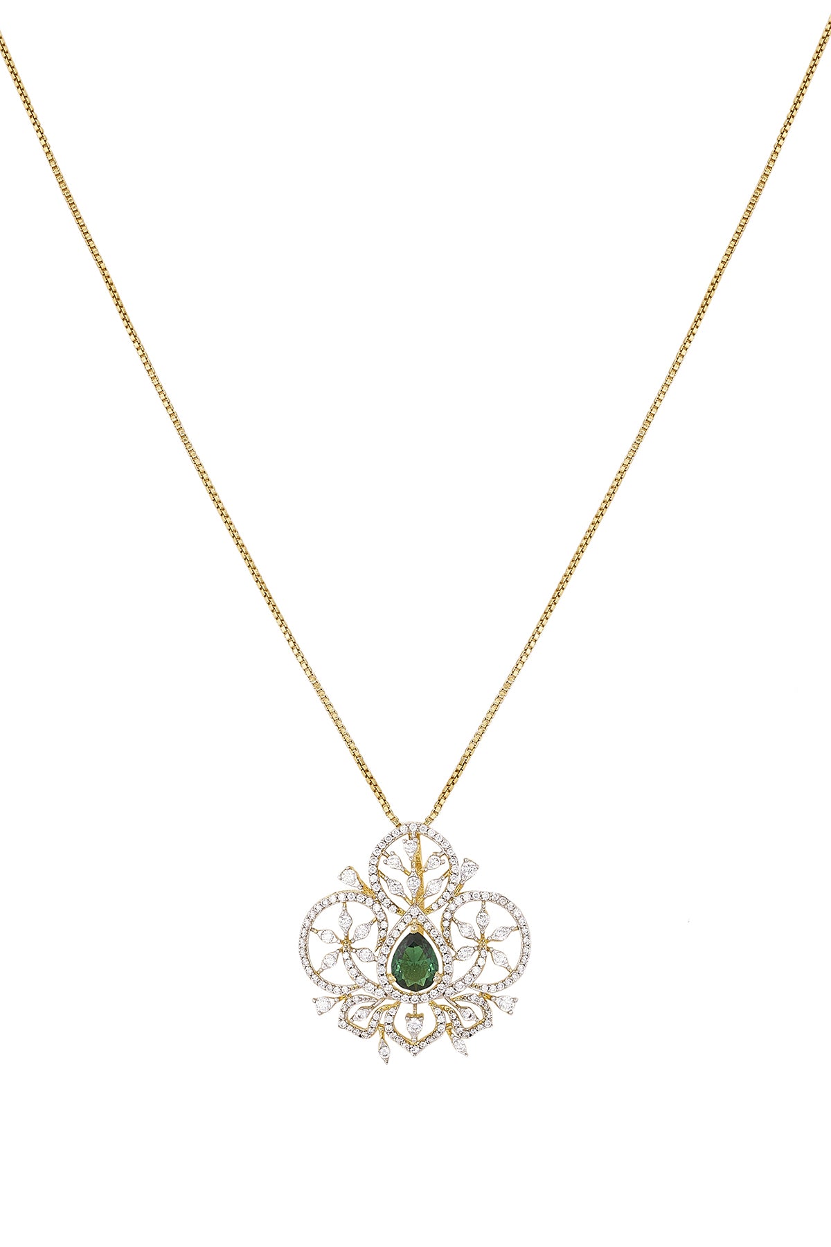 Gold Diamond Dangler & Necklace