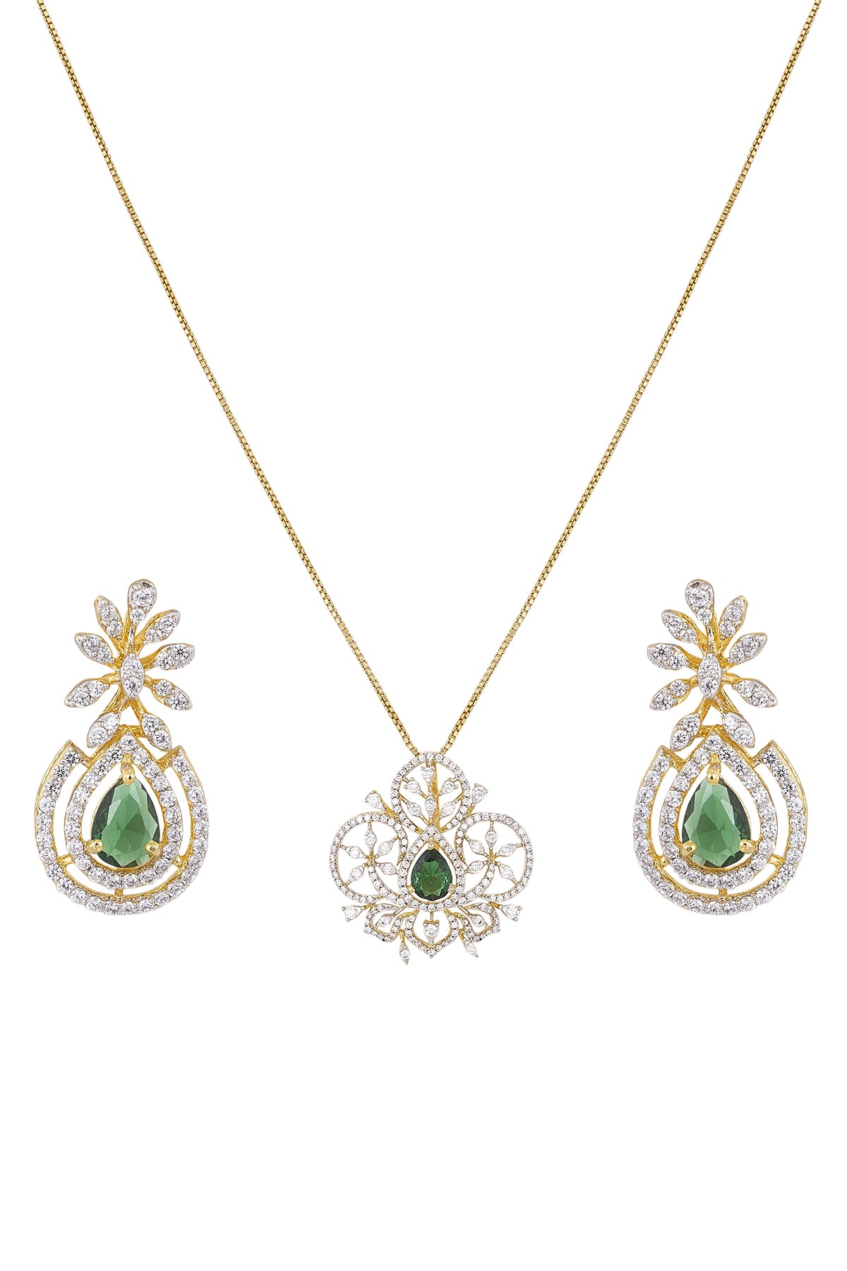 Gold Diamond Dangler & Necklace