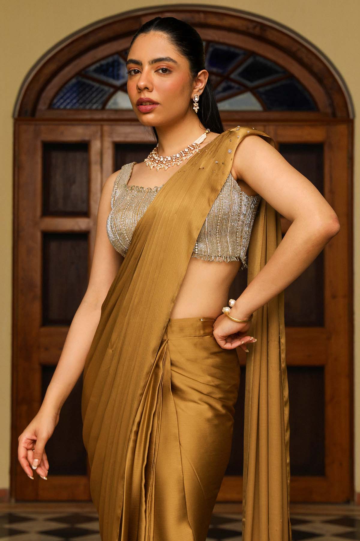 Gold Dori Embroidered Saree