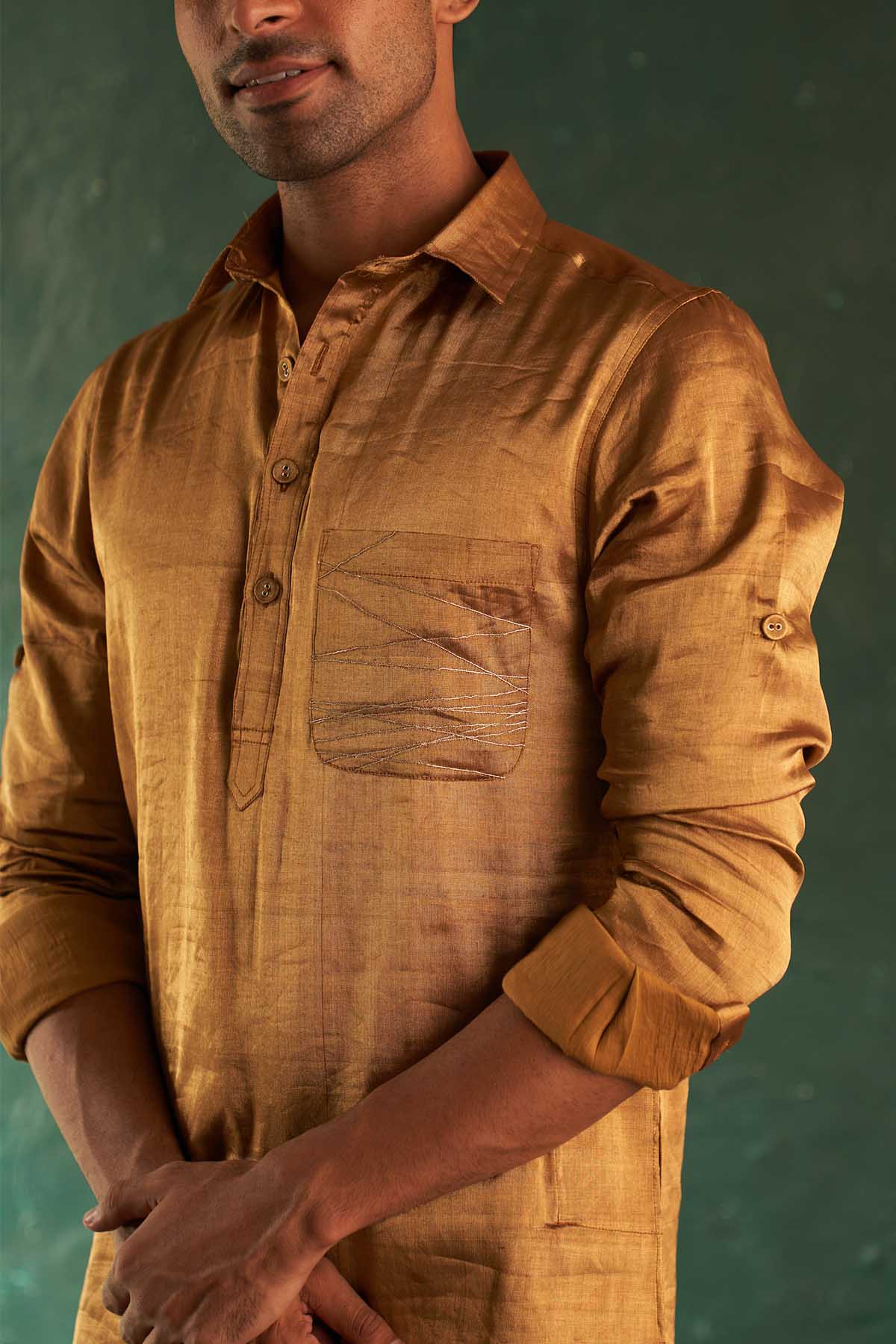 Gold Dori work Pathani Kurta Set