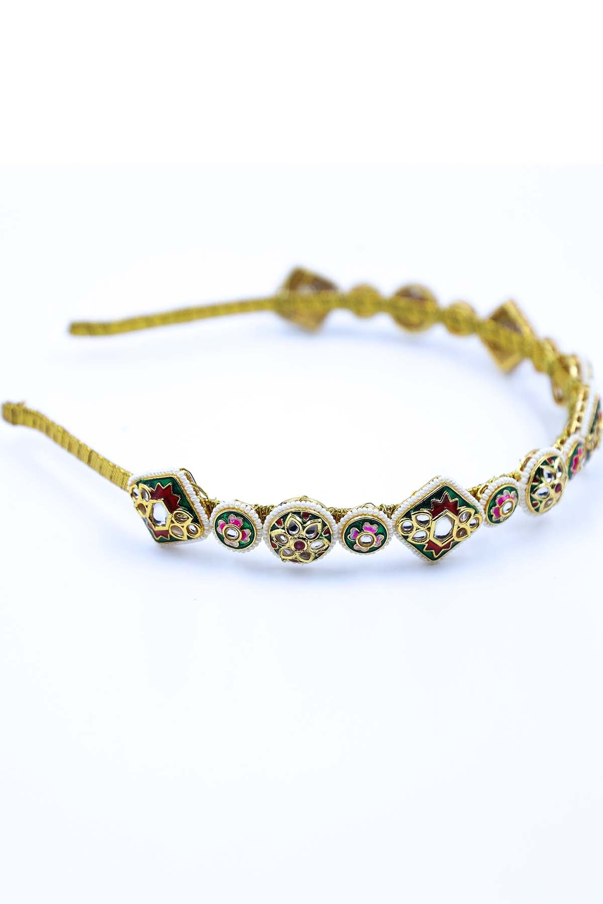 Buy Gold Embellished Bead Hairband by Foot Fuel for women online at ScrollnShops