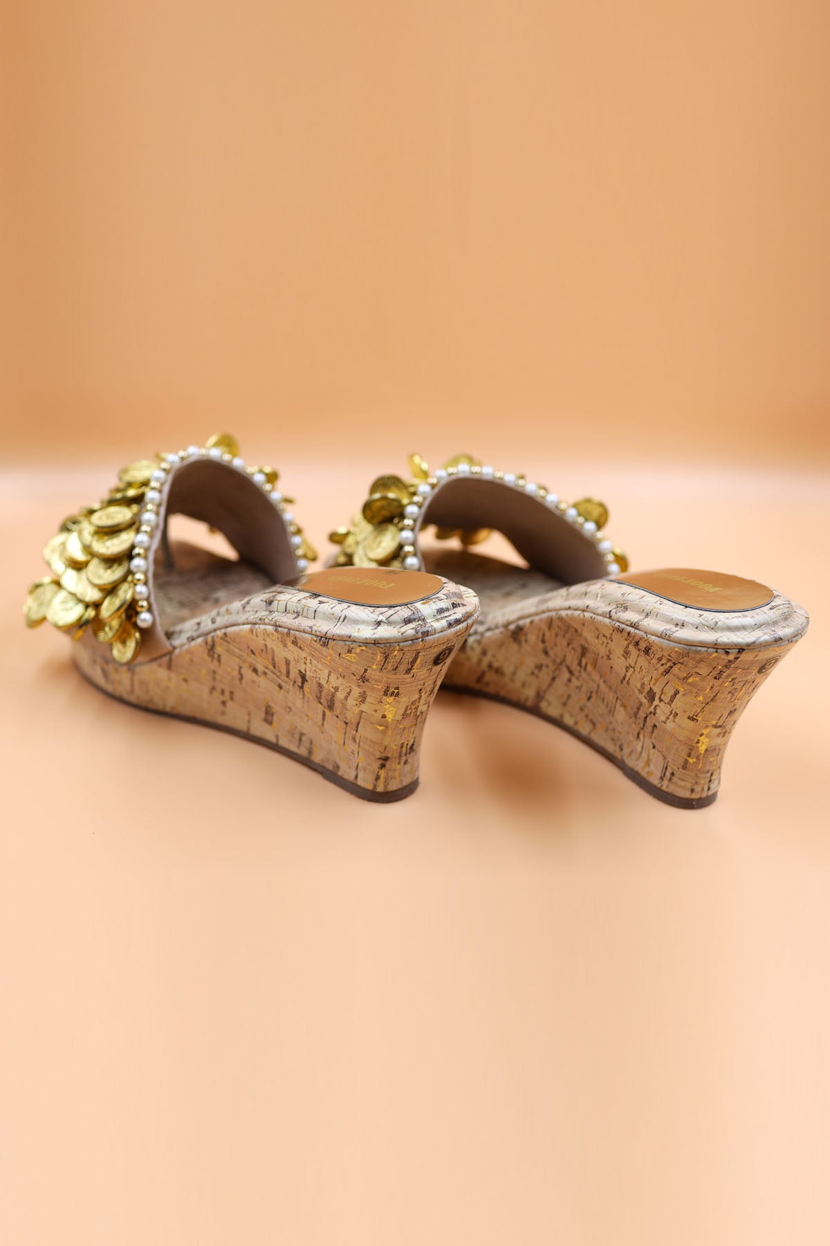 Gold Embellished Coin Wedges