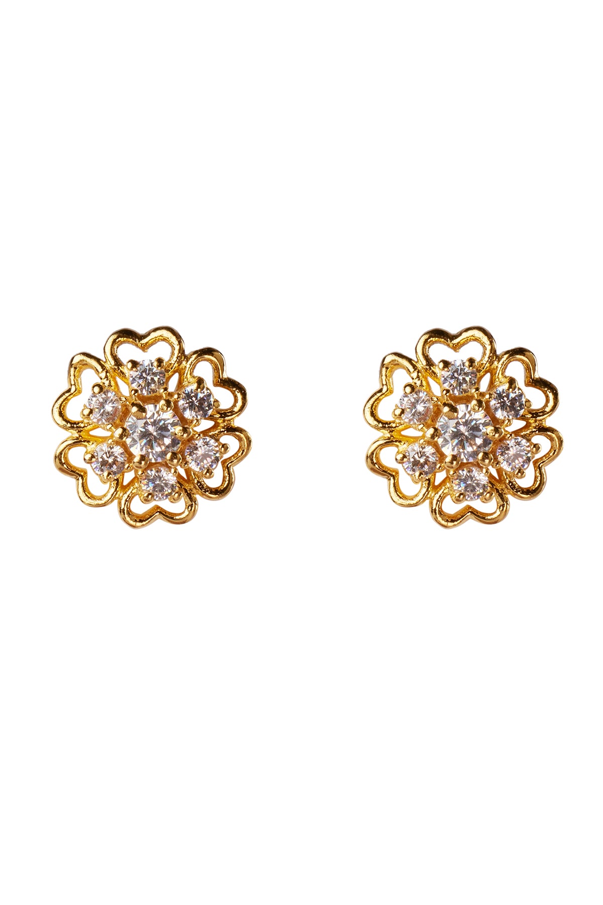 Gold Embellished Floral Studs
