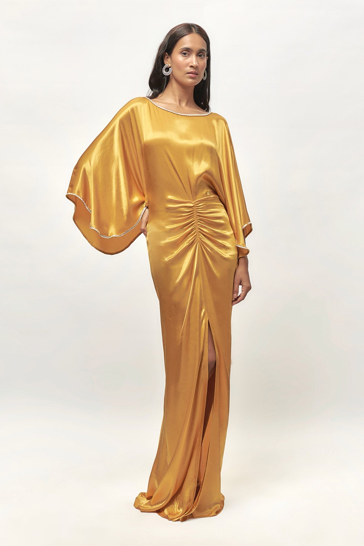 Buy Gold Embellished Maxi Dress by Emblaze for women online at ScrollnShops