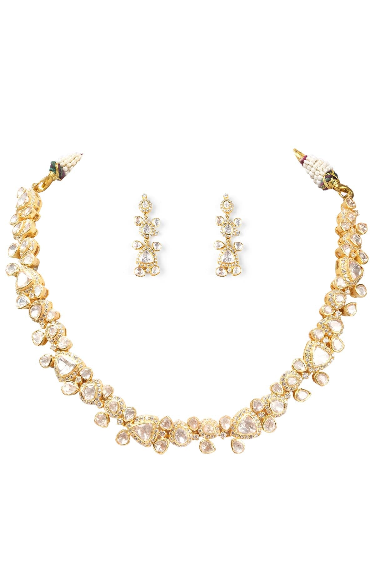 Sica Gold Embellished Necklace Set for jewellery online at ScrollnShops