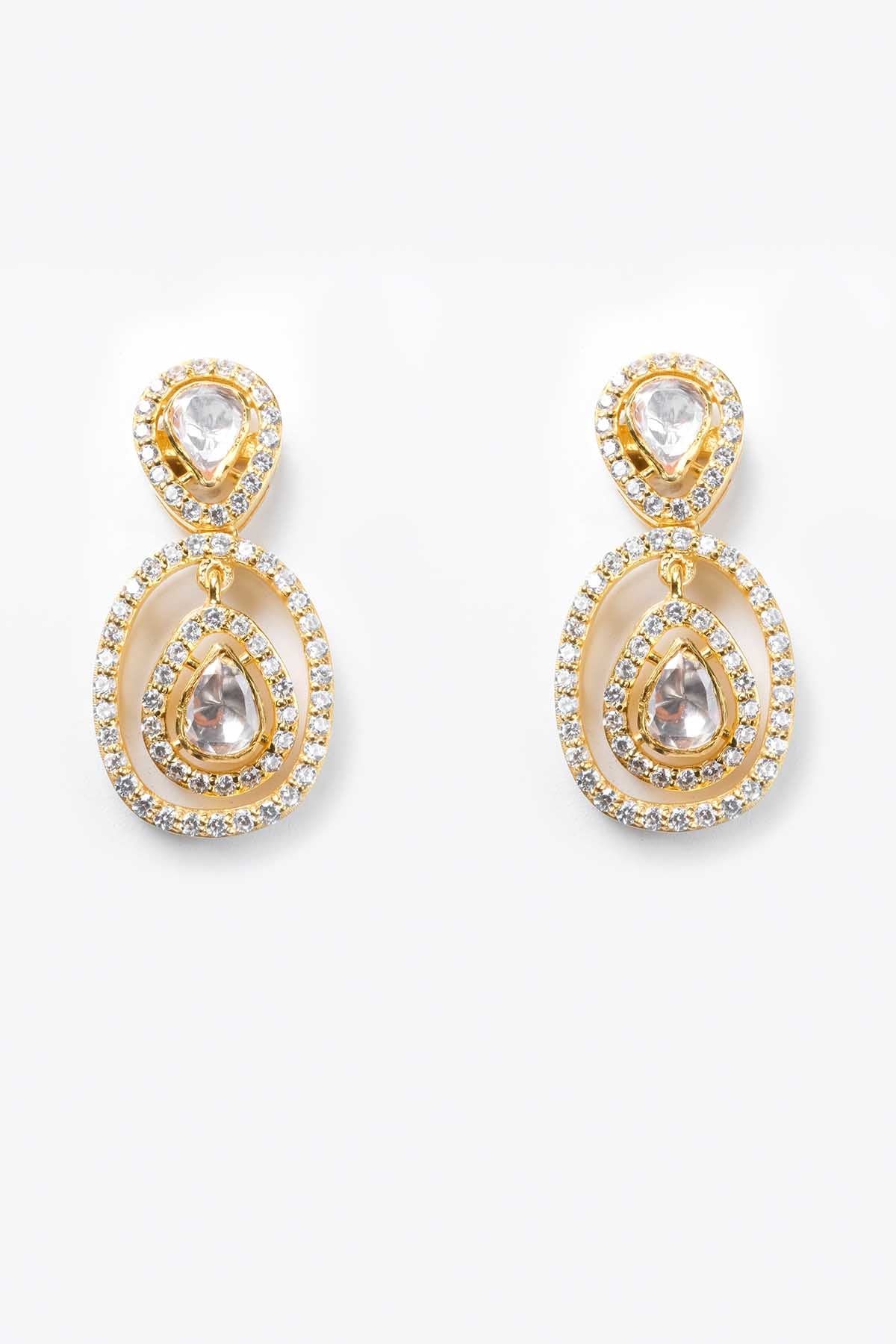 Gold Embellished Polki Earrings