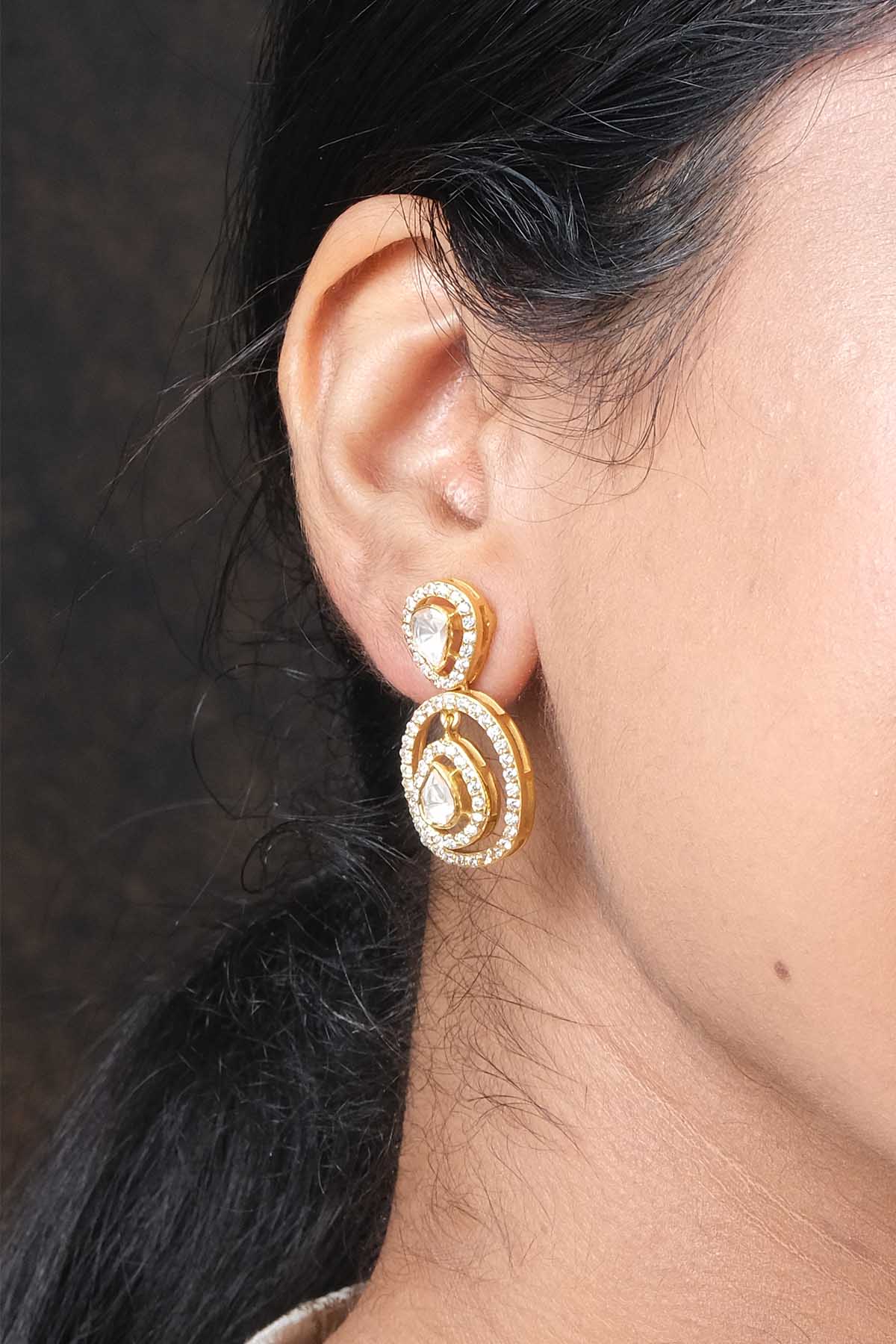 Gold Embellished Polki Earrings