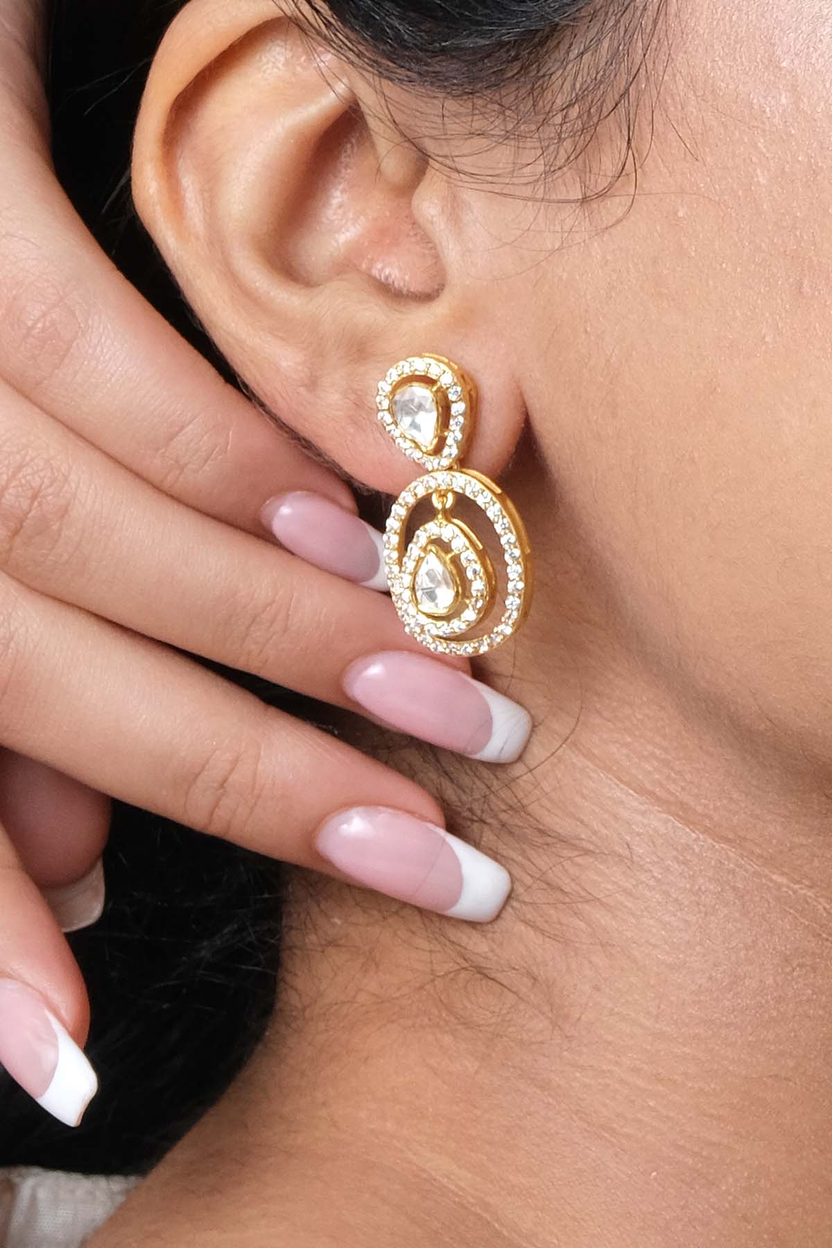 Gold Embellished Polki Earrings
