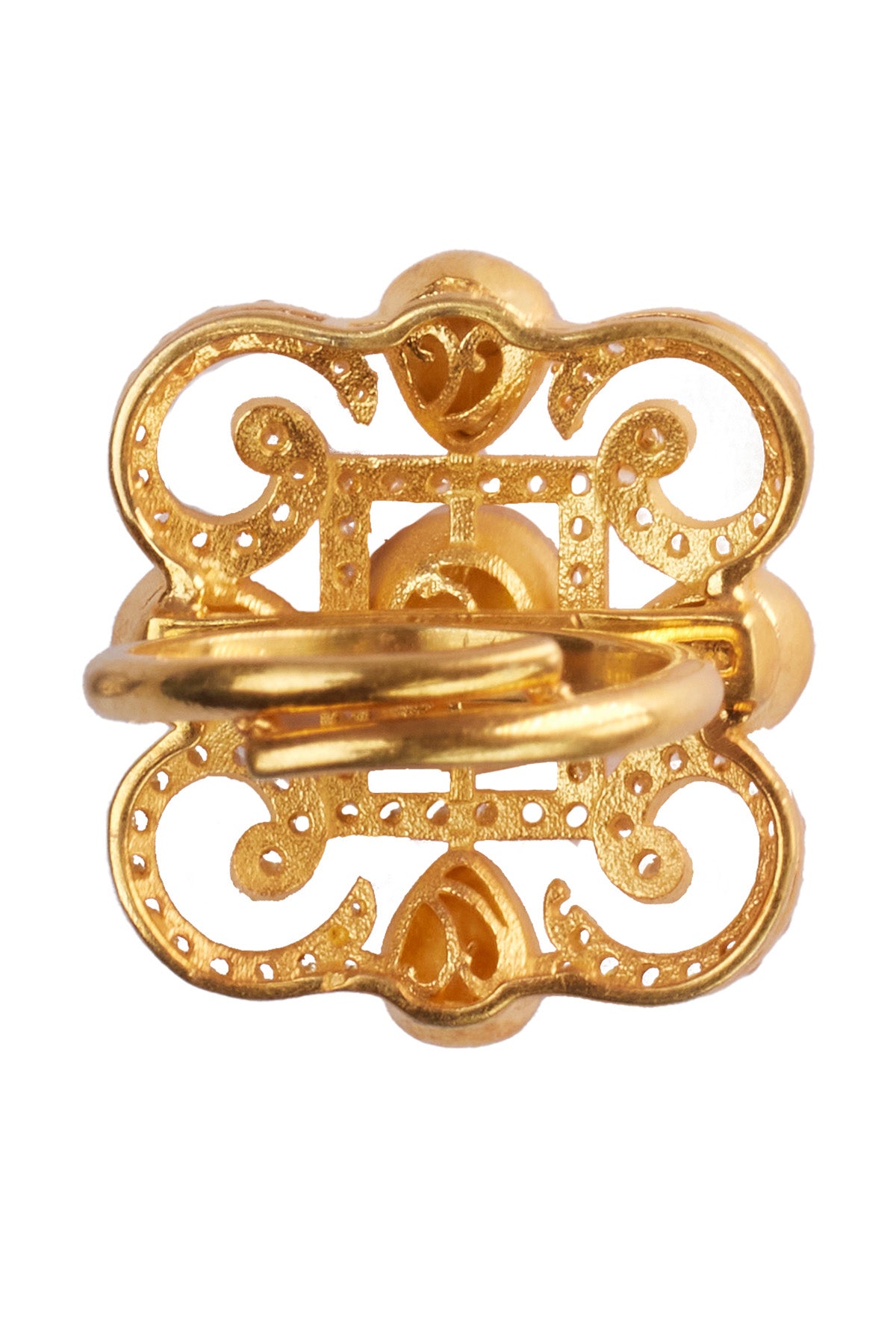 Gold Embellished Polki Ring