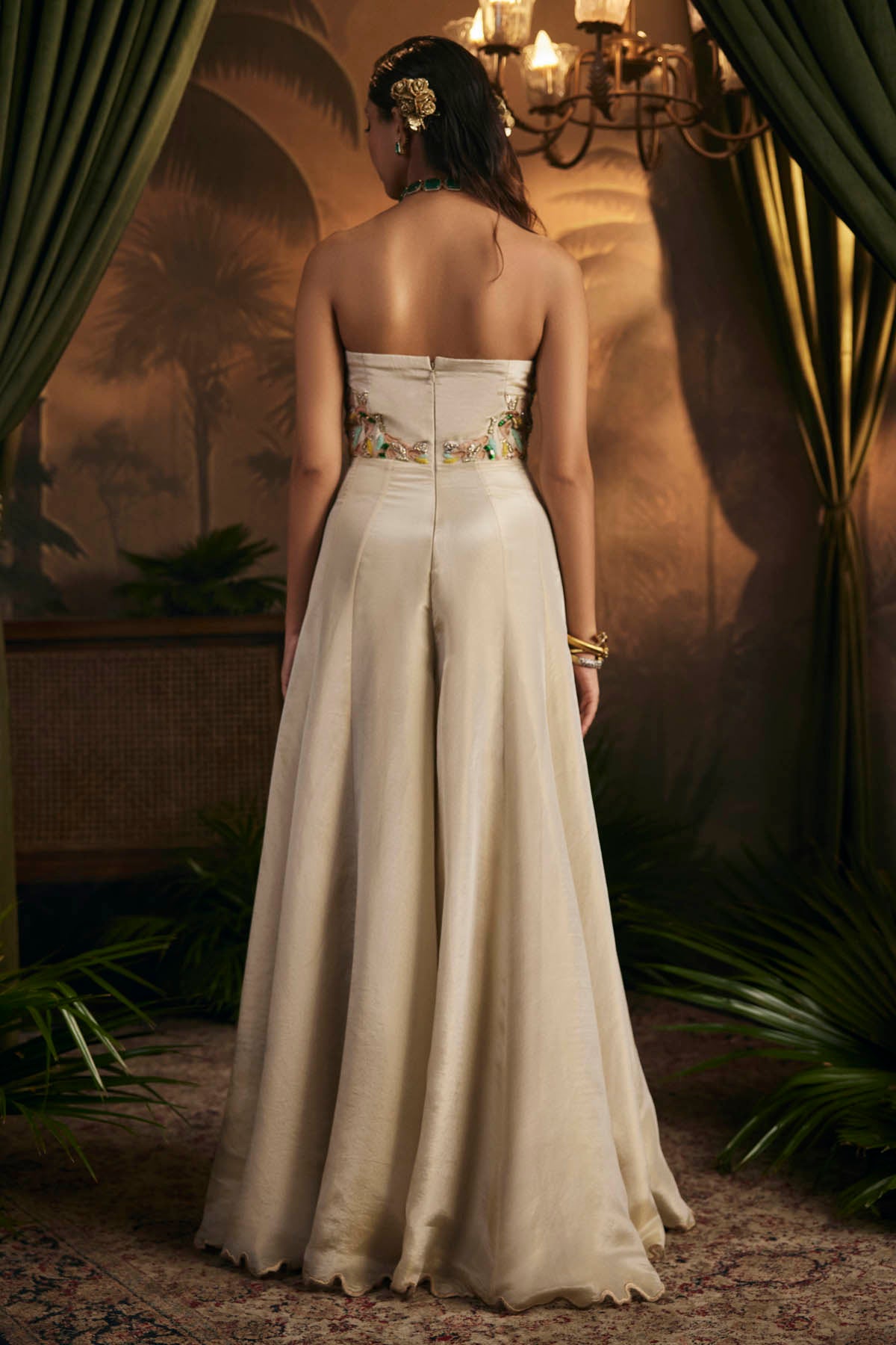 Gold Embroidered Corset Jumpsuit