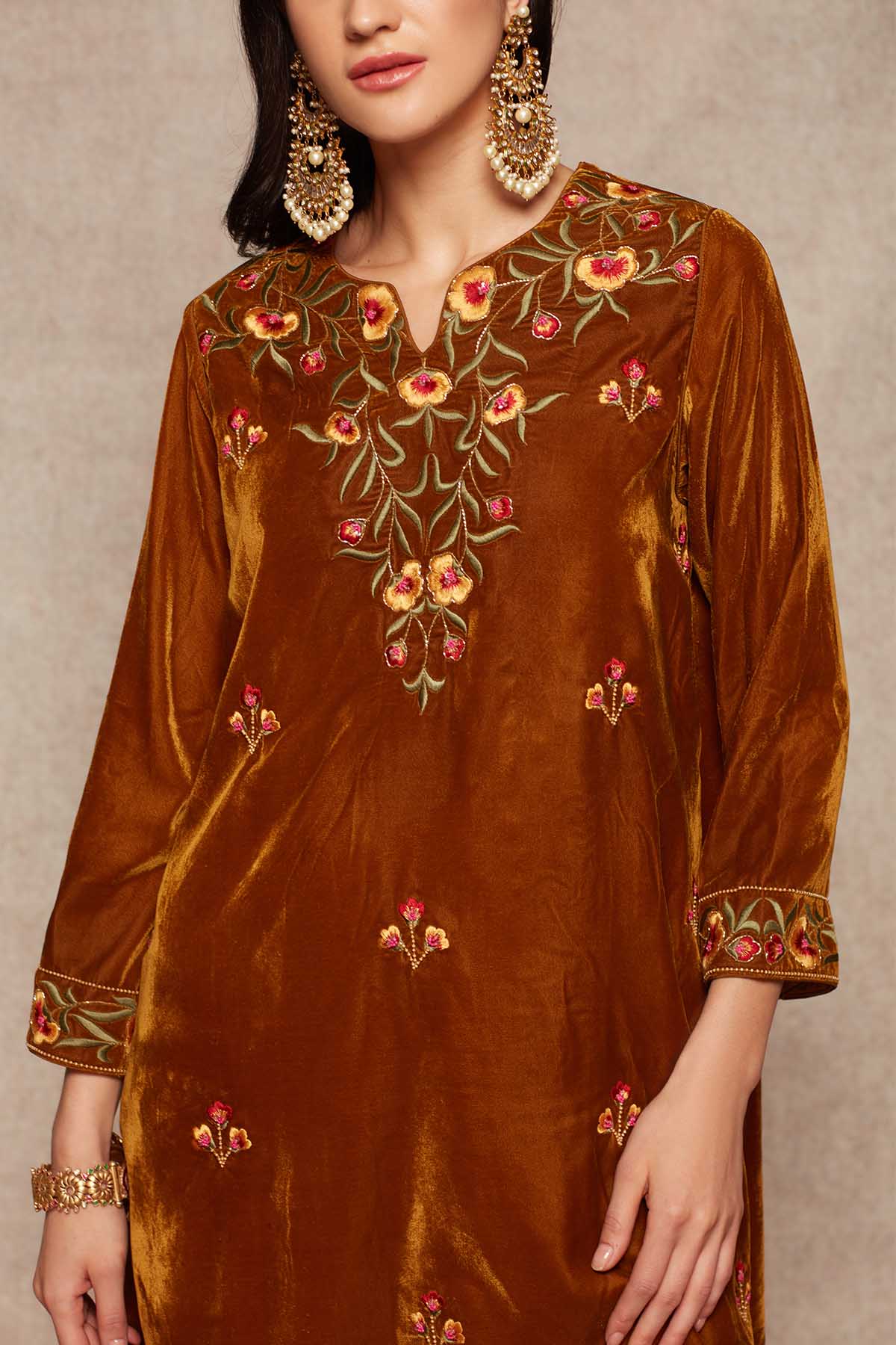 Gold Embroidered Kurta & Salwar