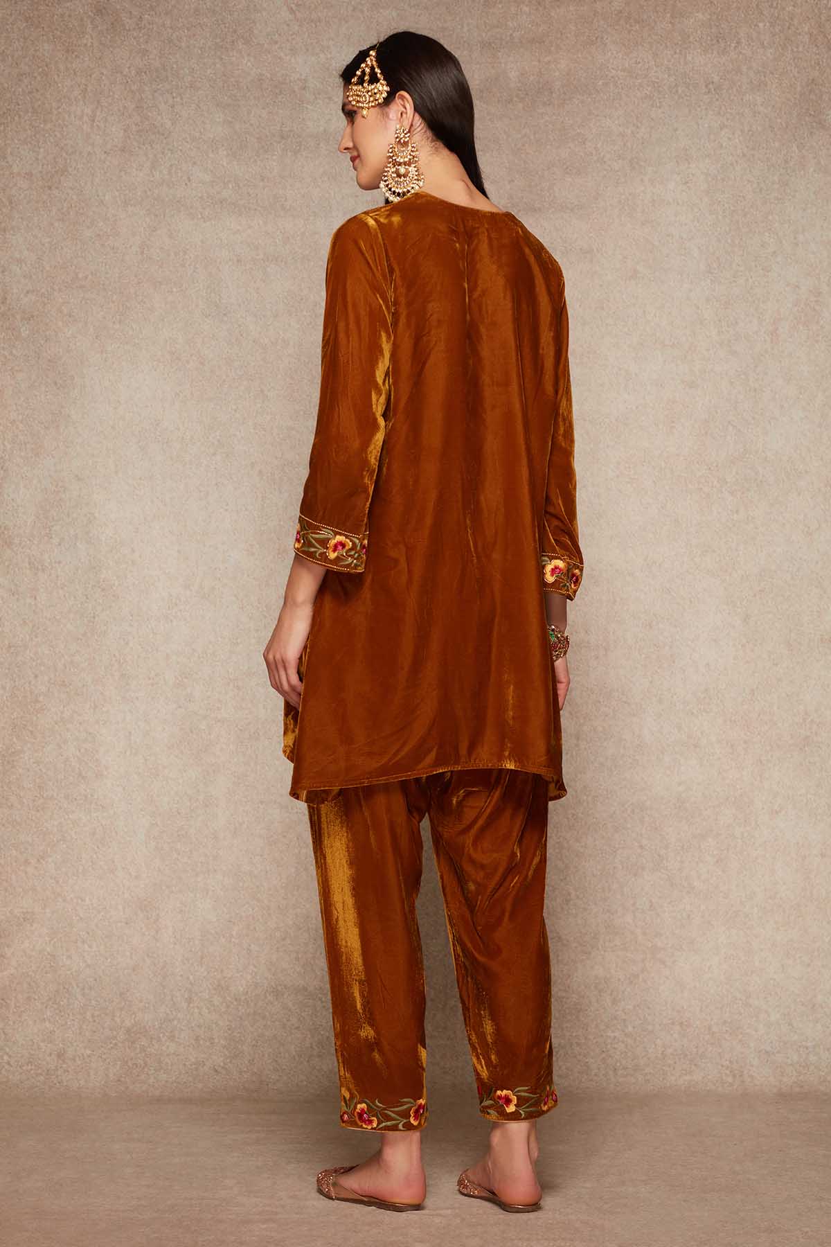 Gold Embroidered Kurta & Salwar