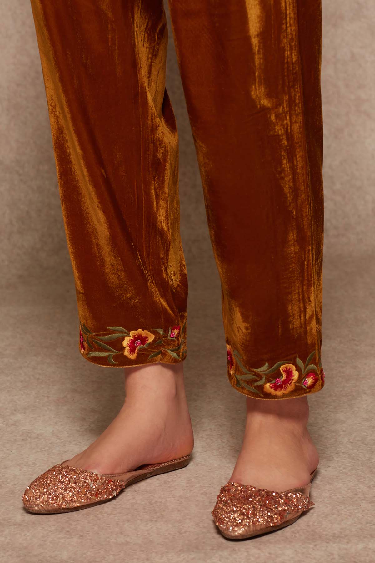 Gold Embroidered Kurta & Salwar