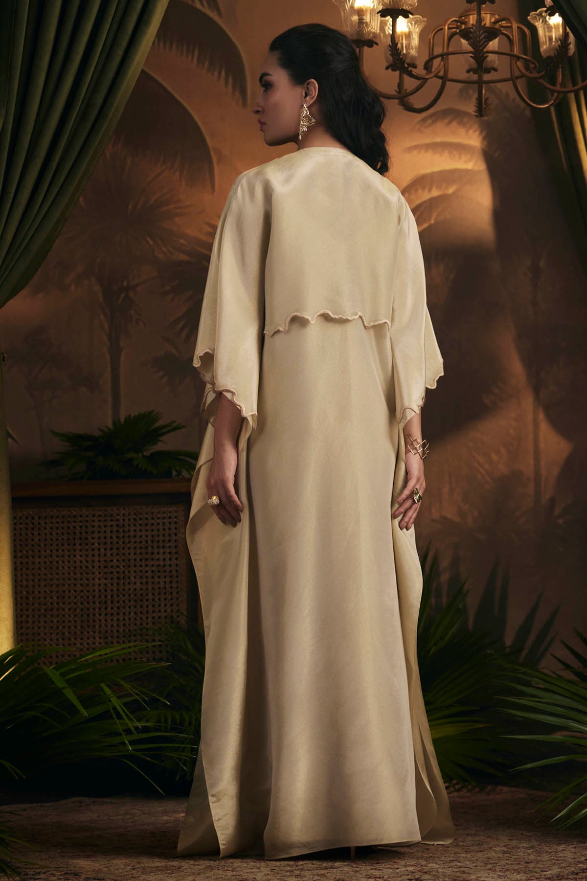 Gold Embroidered Layered Kaftan